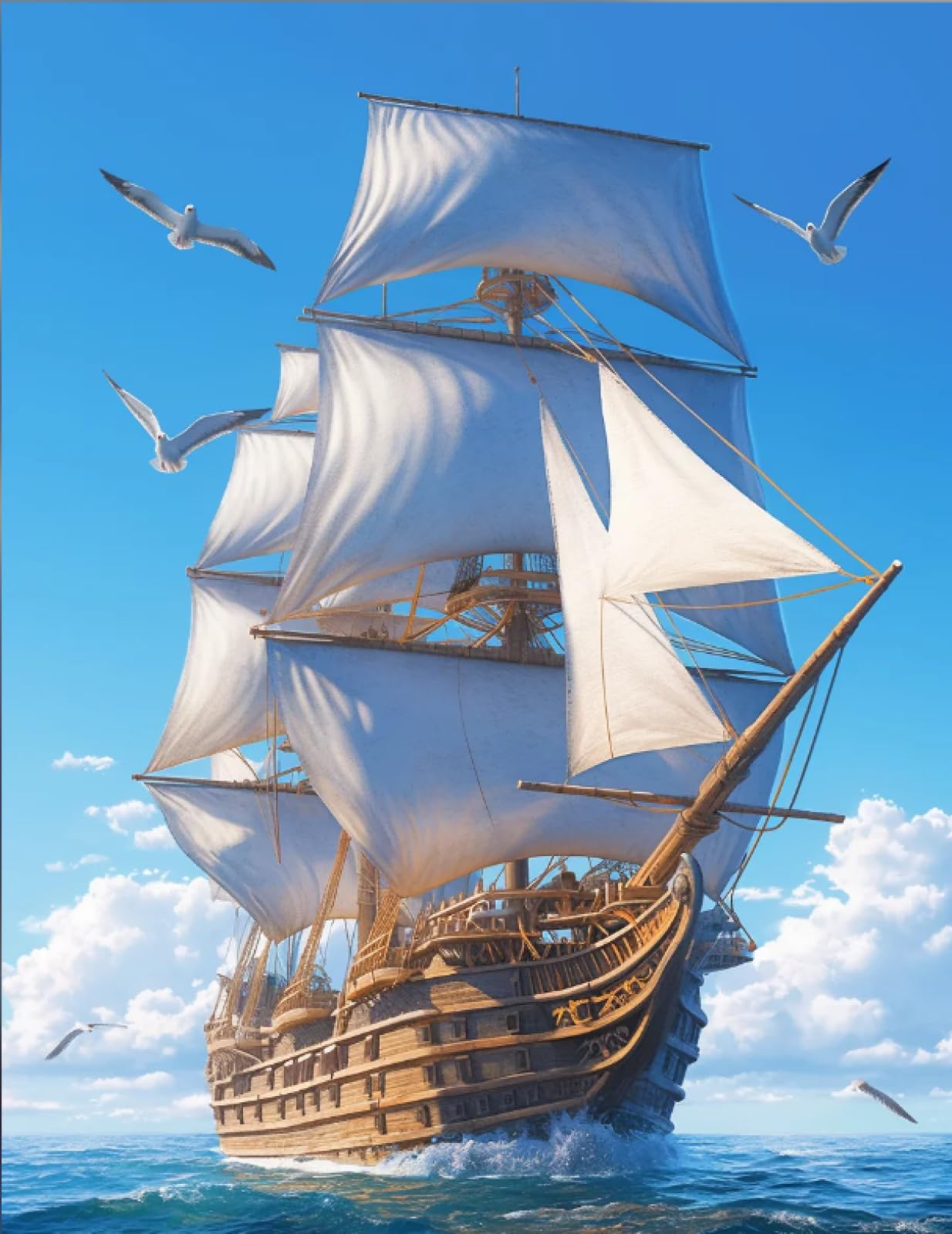 Stithej Stamped Cross Stitch Kit Seagull Boat 11CT for Adult Beginners