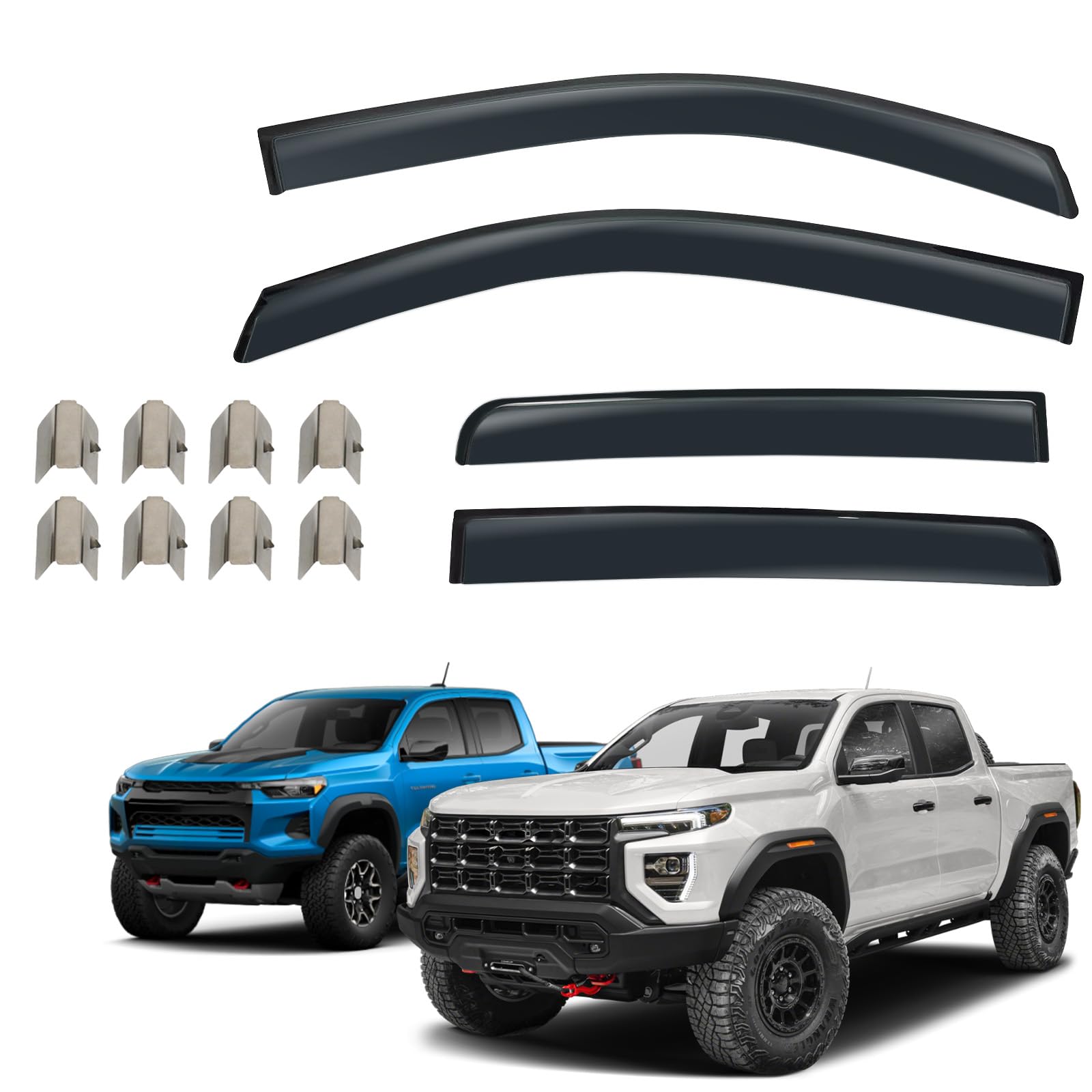 in-Channel Rain Guards Compatible with 2023 2024 2025 Chevy Colorado and GMC Canyon Window Visors Side Window Deflectors