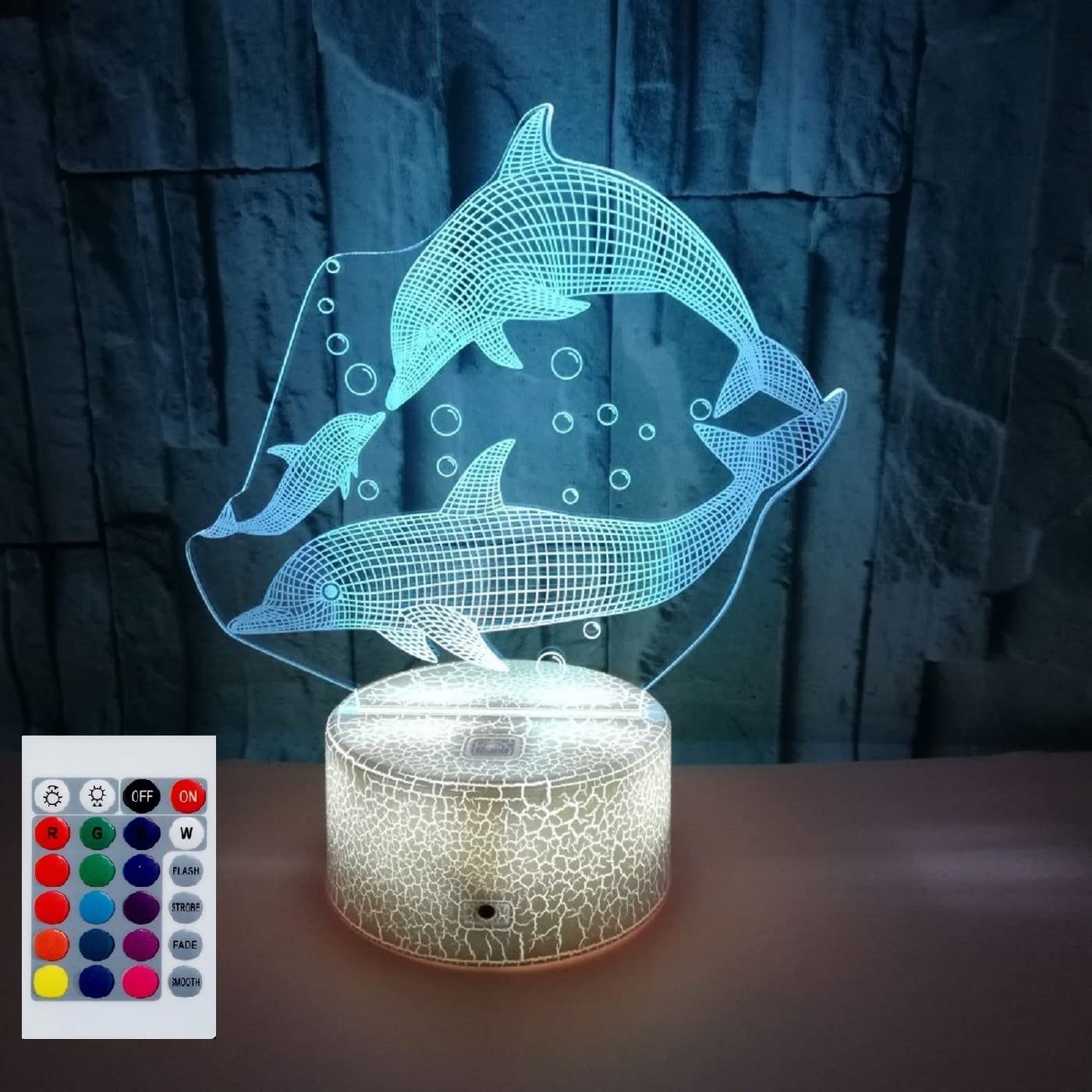 SUPERHONGJIHAO Night Light for Kids 3D Dolphin Led Lamp with Remote Control 16 Color Changing Xmas Birthday Gift for Child