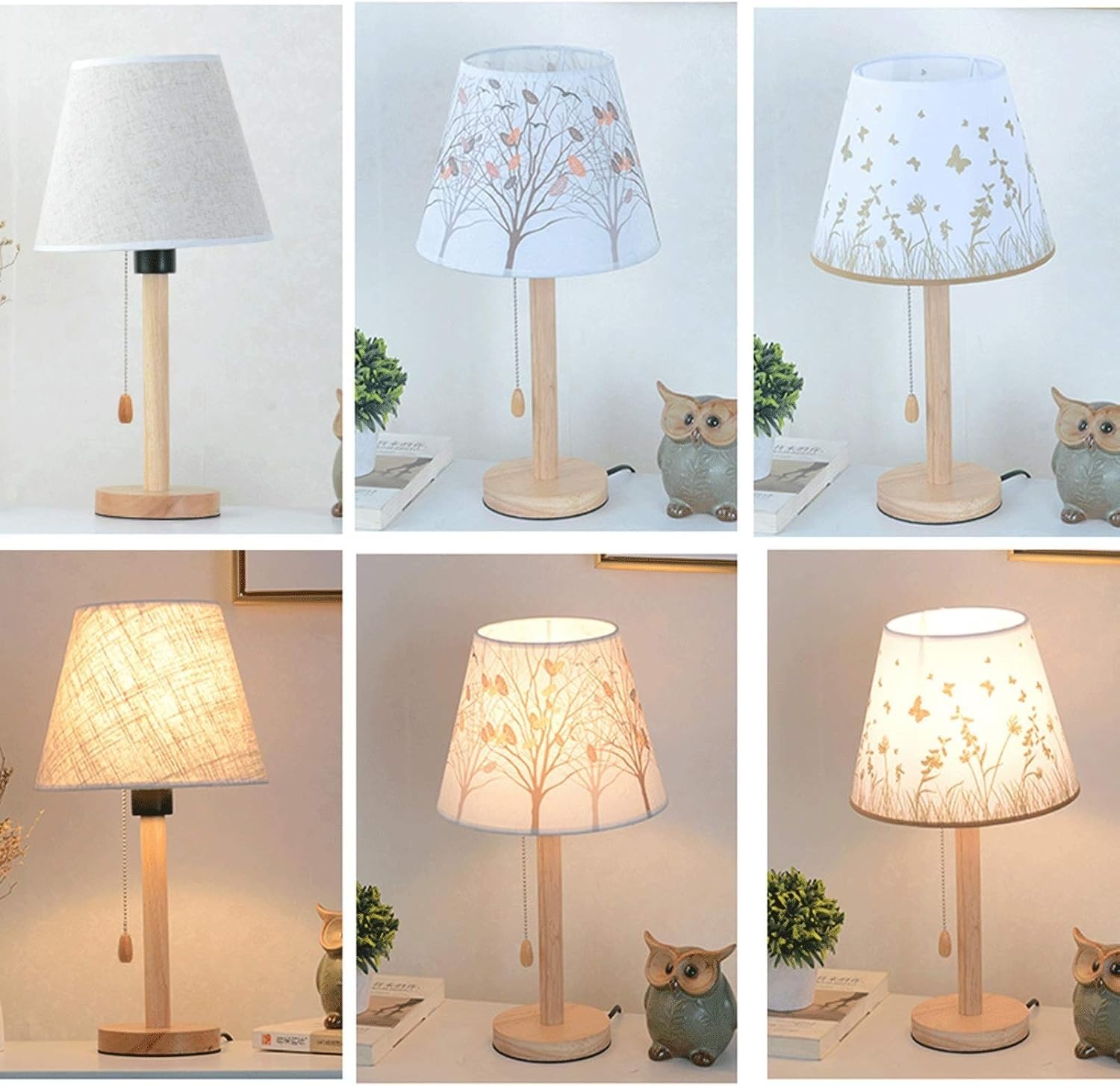 Lampada da comodino semplice camera da letto interruttore a fune modello scrivania paralume in lino moderno adatto per soggiorno