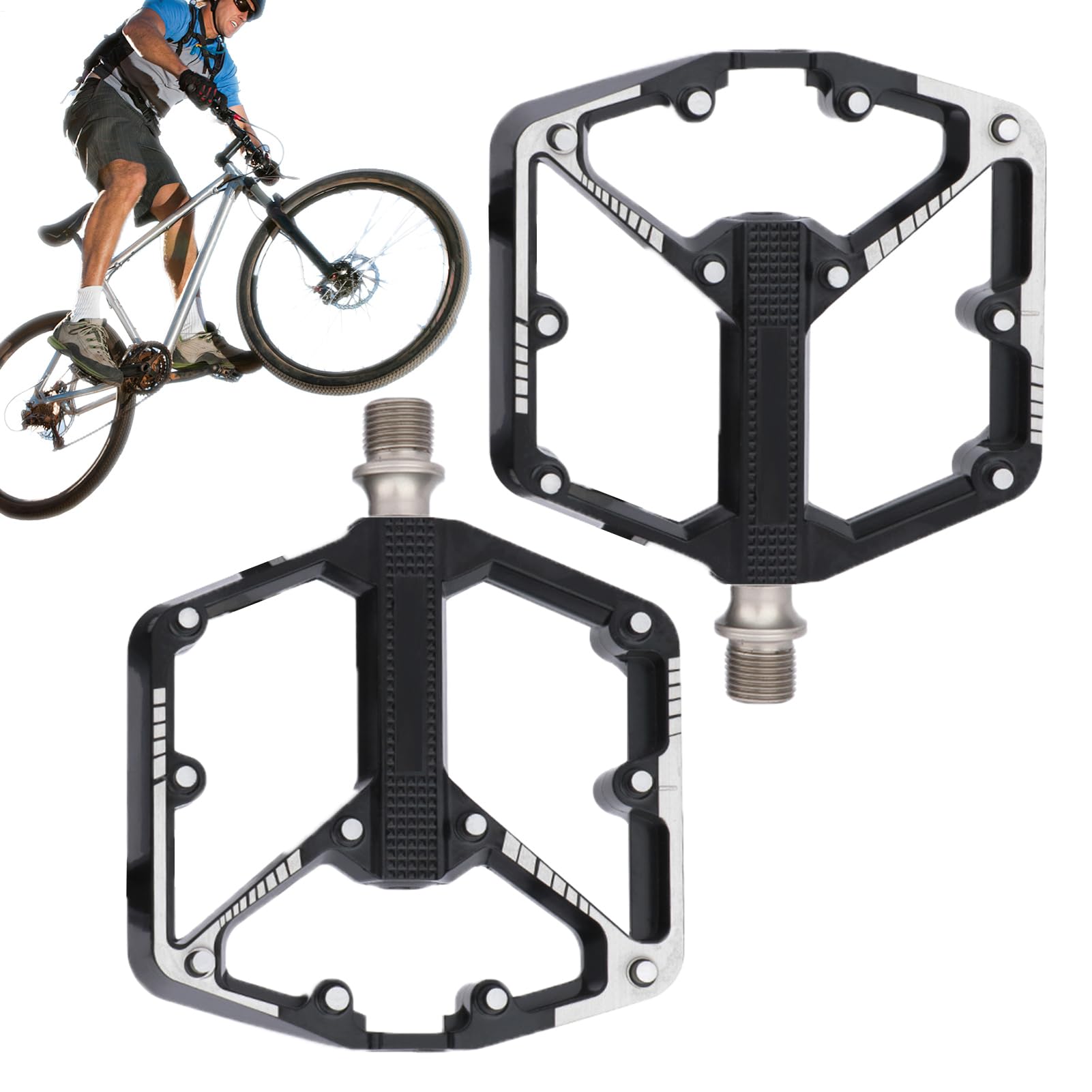 Pedales de bicicleta de carretera, ligeros rodamientos de DU, pedales anchos especialmente para bicicletas de montaña, para ciclismo, al aire libre, viajes, senderismo, entrenamiento, entrenador de