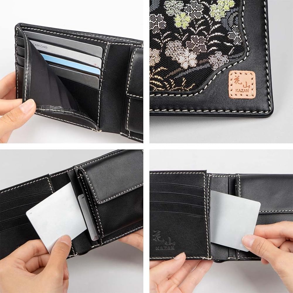 KAZAN 花山二つ折り財布 花山 花山レザーウォレット/KAZAN LEATHER WALLET（ブラック