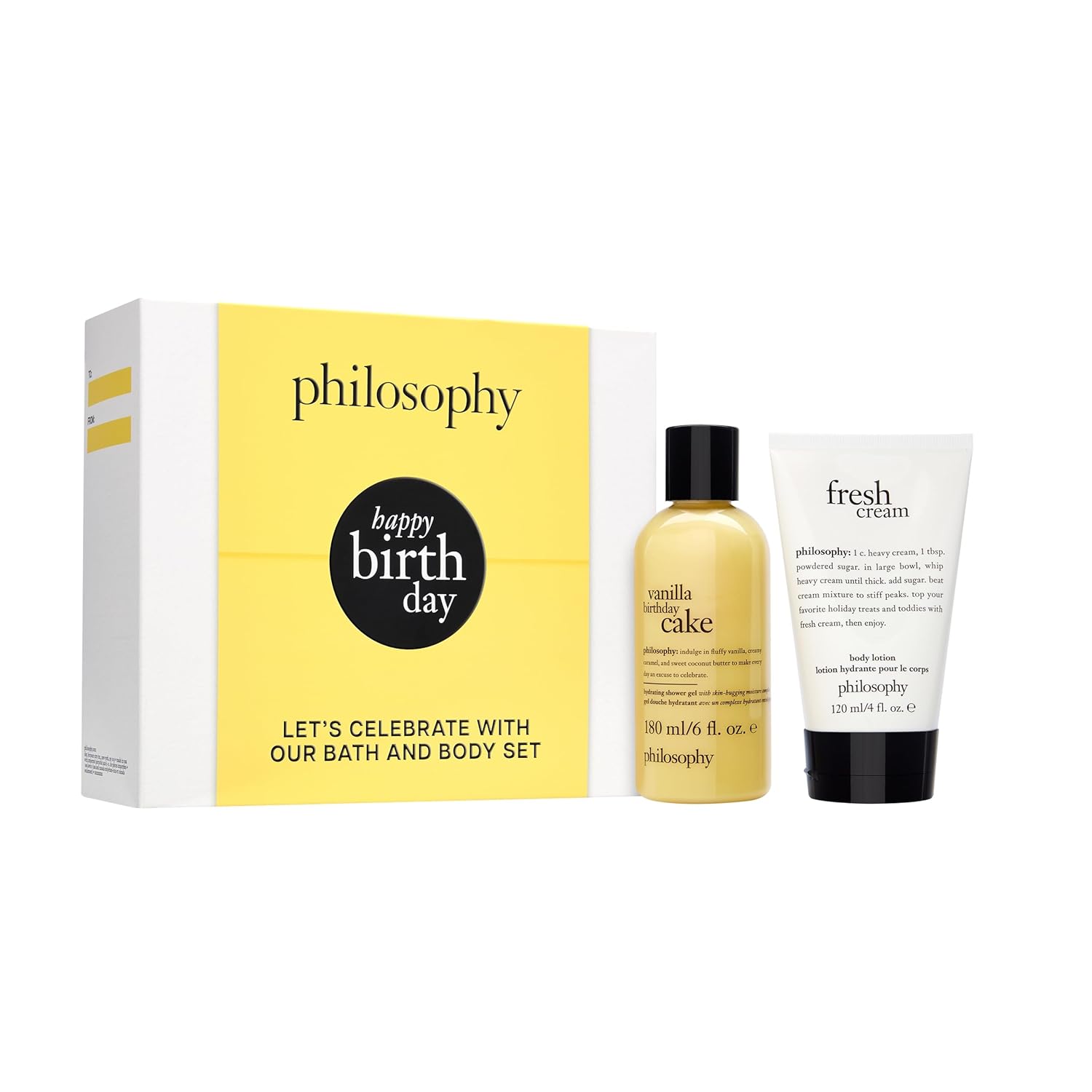 philosophy happy birthday gift set – 2-pc. vanilla birthday cake hydrating shower gel (6oz) & fresh cream body lotion (4oz) – moisturizing bath & body duo for women philosophy happy birthday gift set – 2-pc. vanilla birthday cake hydrating shower gel (6oz) & fresh cream body lotion (4oz) – moisturizing bath & body duo for women