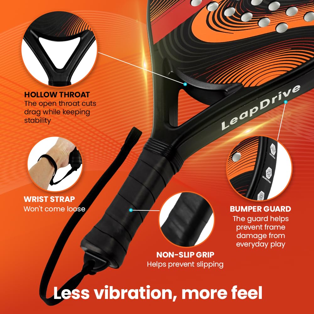 Racchetta da padel – miscela in fibra di carbonio con nucleo in schiuma EVA Memory Flex, racchetta singola + presa extra, 340 g