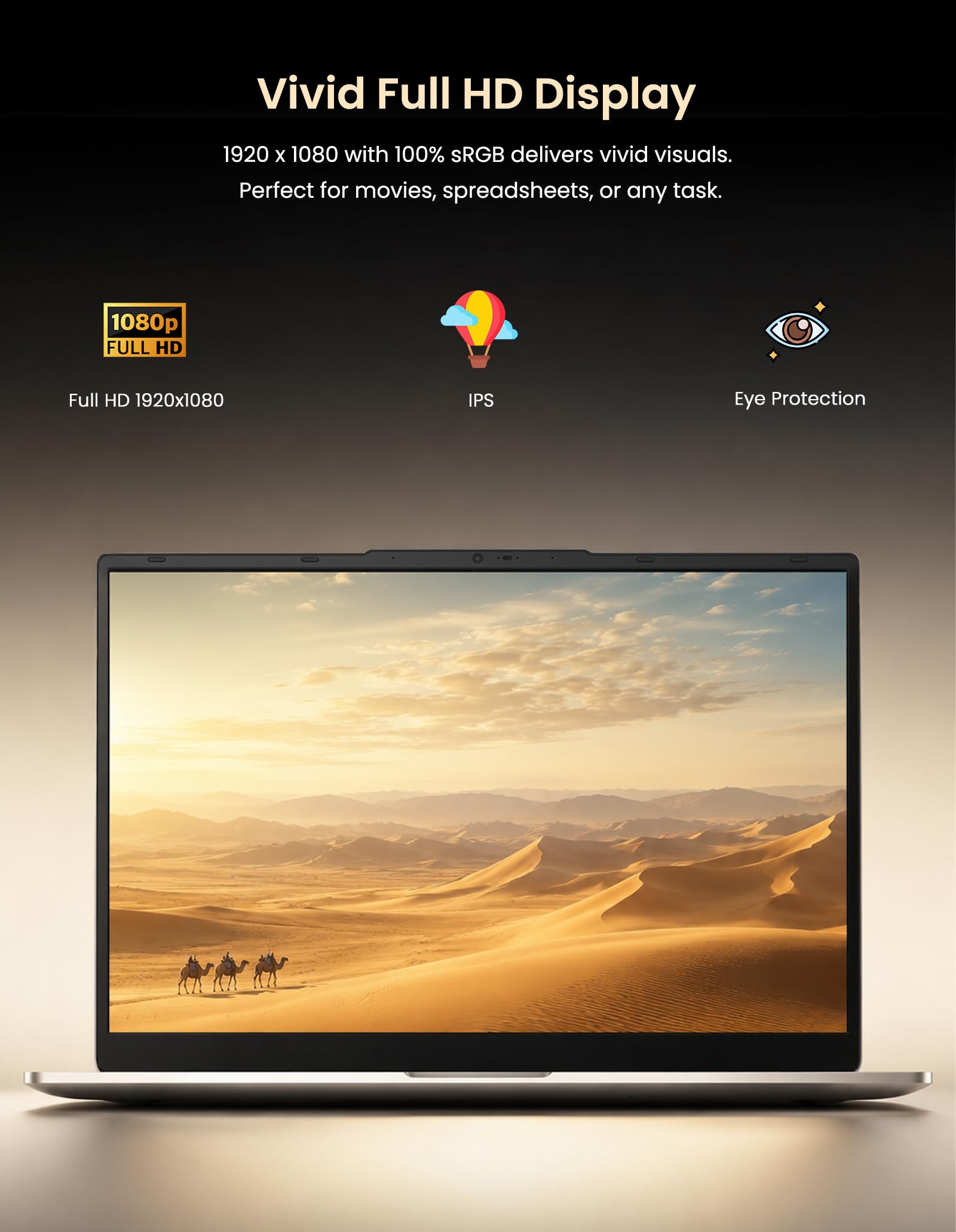 2026 15,6 Zoll Laptop, AMD Ryzen 3 3250C (bis zu 3,5 GHz), 16 GB Dual-Channel DDR4, 512 GB SSD, Win 11 Notebook mit Fingerabdrucksensor, beleuchtete Tastatur, Wi-Fi 6, Full-Function Typ-C