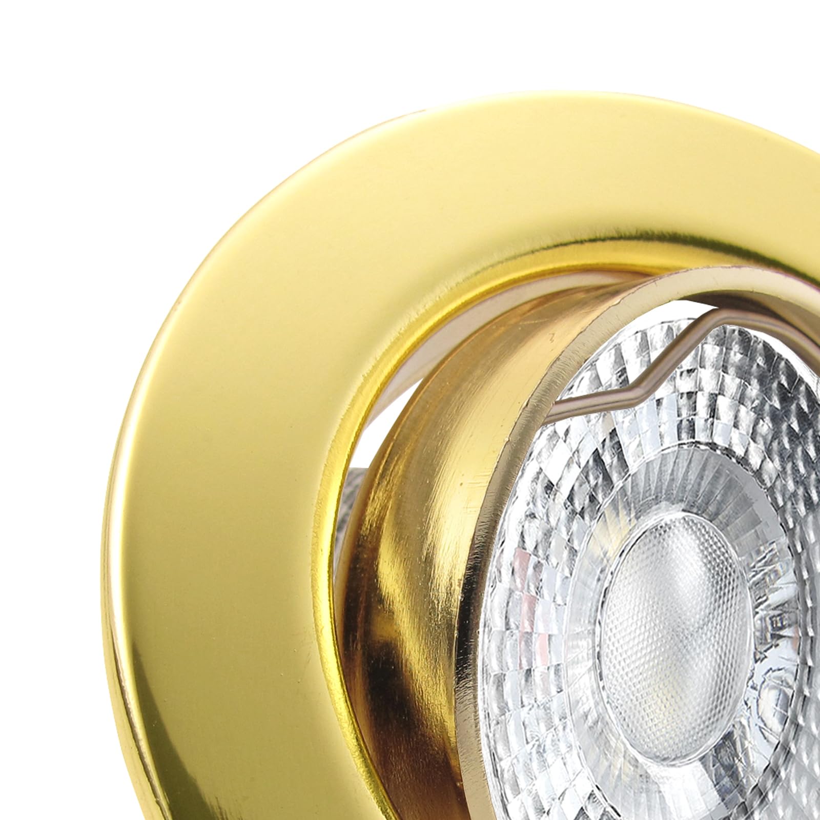 trendlights24 Decora LED Einbaustrahler flach 3 Step dimmbar 230V 5W 5x Set | Gold, rund, extra flach, 35mm ET, LED-Spot, 3 Stufen dimmbar, Warmweiß, 3000k, austauschbar, Einbauleuchte, schwenkbar