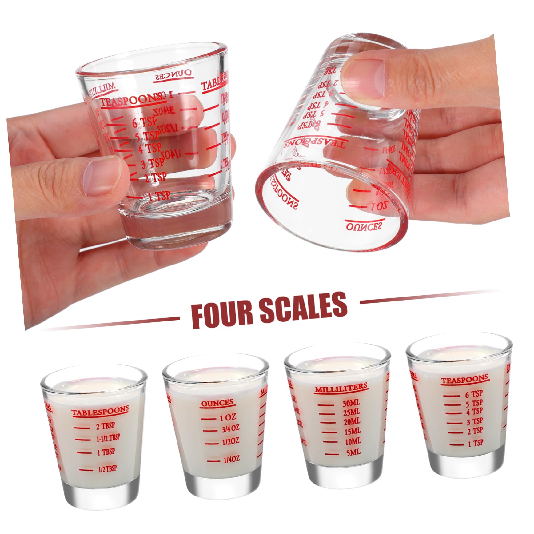 8 Pcs Tasses à Mesurer Graduées en Verre Tasses pour Espresso Double Graduation 30ml Pâtisserie Cuisine