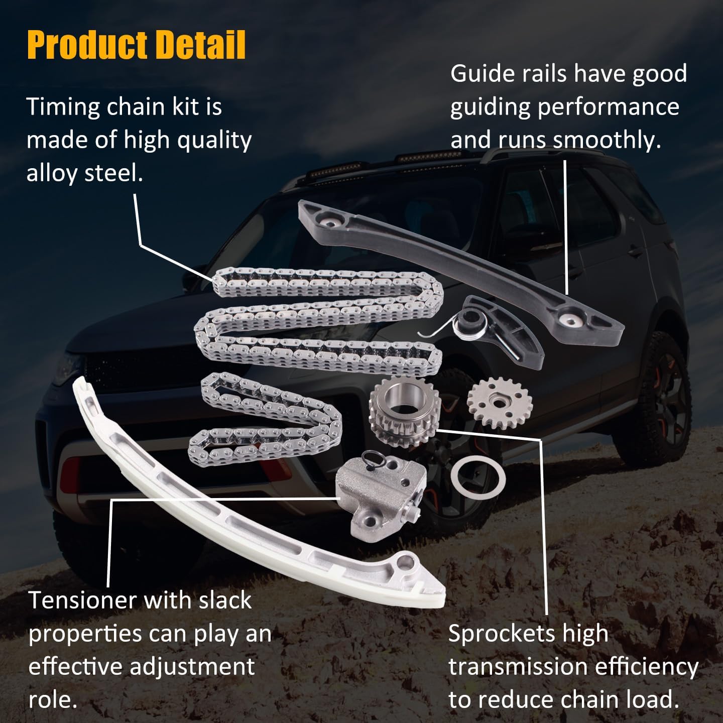 Engine Timing Chain Kit Fit for Ford Explorer Edge Escape Fusion Taurus Lincoln MKZ MKT Jaguar F-Pace E-Pace XF XE Volvo V70 S60 S60 XC60 2013-2015 2.0L