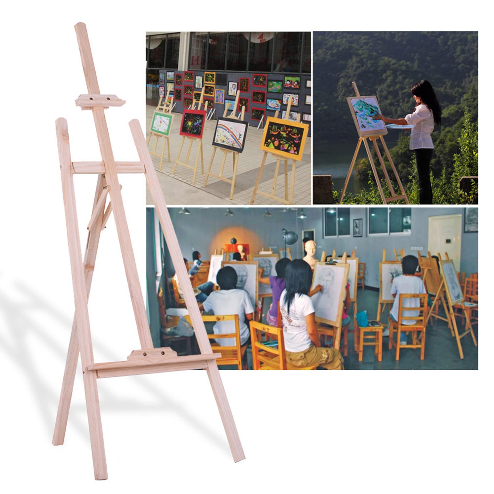 Caballete de Madera para Pintar |Caballete de Artista Resistente de 150 cm con Soporte de Lona Ajustable |Soporte de Dibujo de Pino de Nueva Zelanda para