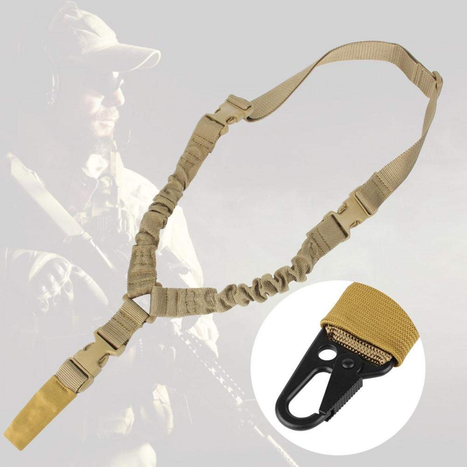 Point Sling Tattico della Pistola, Rifle Strap con Veloce Clip Tactical Gun Tracolla Regolabile Airsoft Cinghia Cinturino Tattica Pistol Singolo Fionda Corda Spalla per Softair Fucile da Caccia