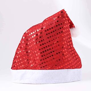 Ursumy Christmas Santa Hat Bling Party Hat for Christmas Holiday Party Supplies Non-Woven New Hats for Adults (Pack of 1)