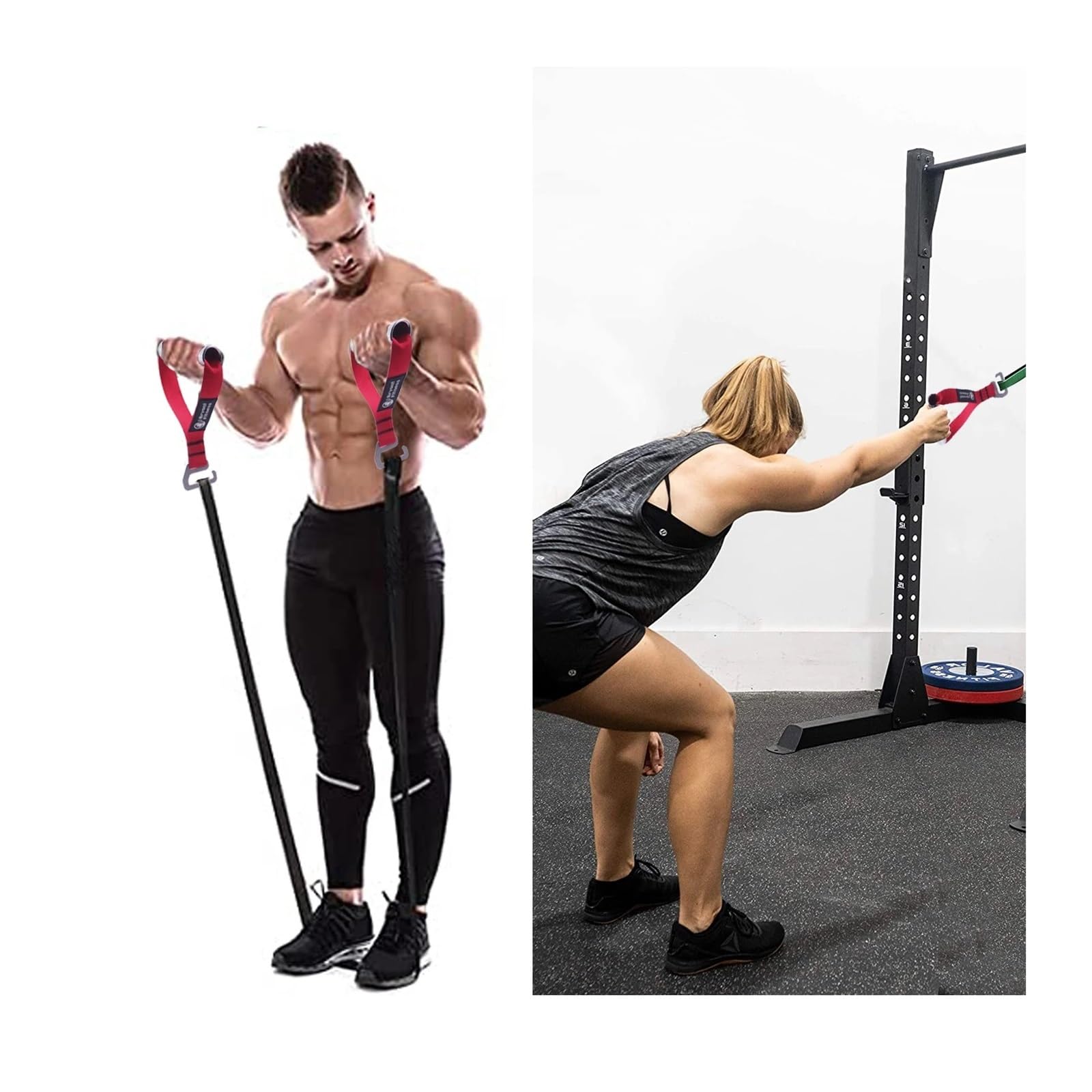 1pair Resistance Band Exercise Handles for Wide Elastic Band Home Gym Strength Training Heavy Workout Fitness Equipment Maniglie da Palestra (Color : Large Red Metal)