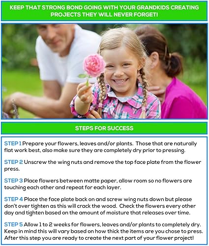 Miniatura 5 de Prensa de flores, 6 capas, kit de prensa de flores de 8 x 8 pulgadas, kit de prensado de flores para adultos y niños, haz flores prensadas para