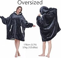 Vista 2 de Kipswiza Manta Ponible con Capucha para Mujeres y Hombres, Sudadera de Mantas con Capucha de Sherpa Suave y Acogedora Extragrande como Regalos