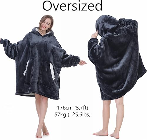 Miniatura 2 de Kipswiza Manta Ponible con Capucha para Mujeres y Hombres, Sudadera de Mantas con Capucha de Sherpa Suave y Acogedora Extragrande como Regalos de