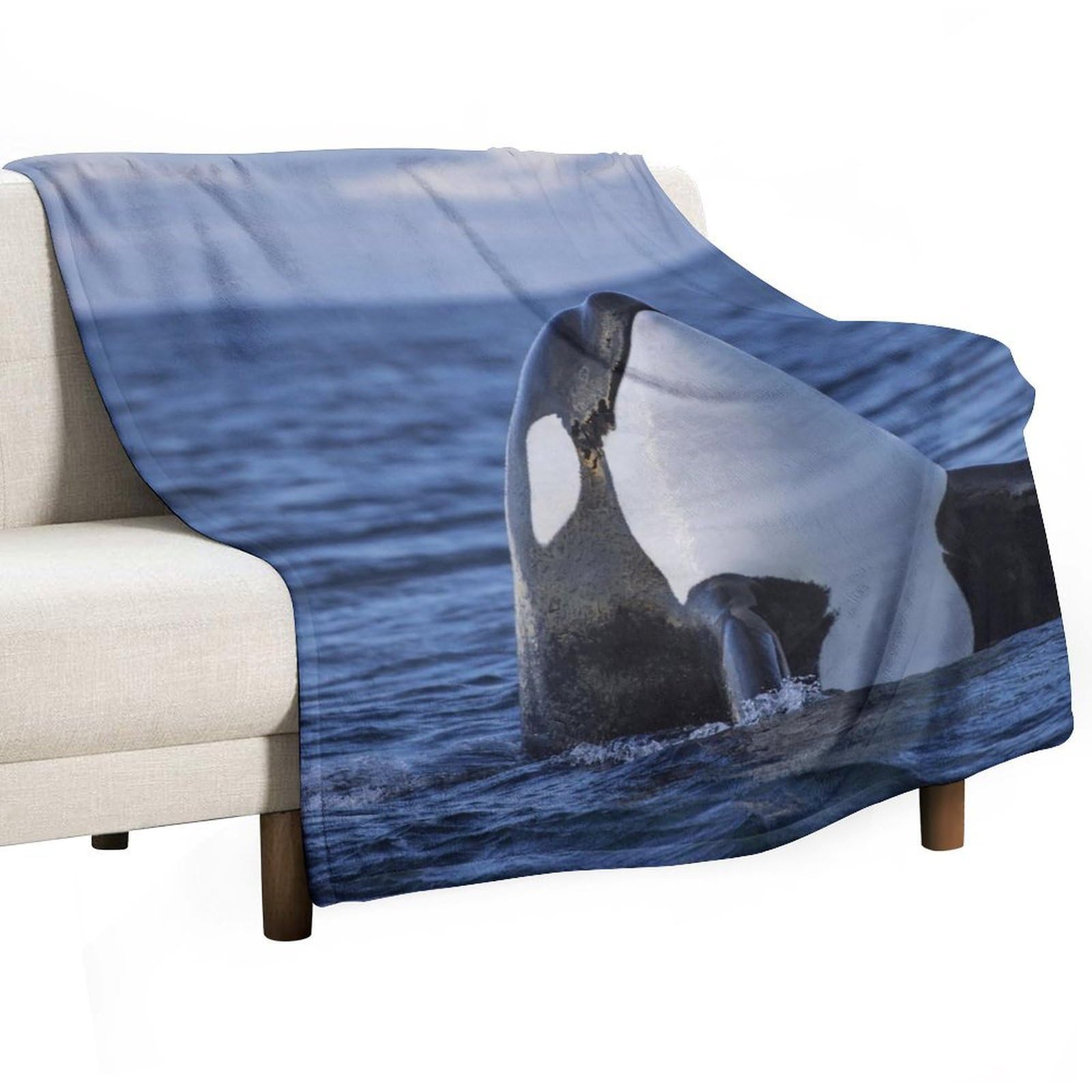 MHYRAC Flannel Blanket, Killer Whales Orca Throw Blanket for Couch Sofa Bed Office, Soft And Comfortable Without Pilling