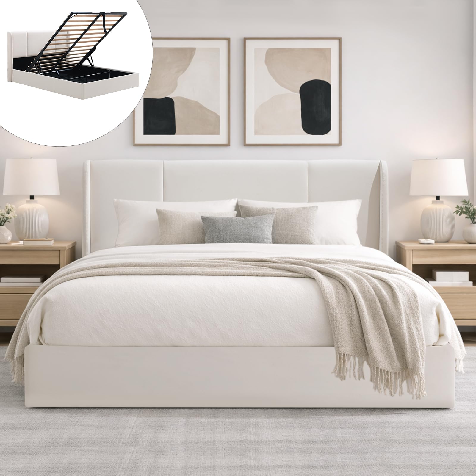 VELOCAVA Queen Lift Up Storage Bed