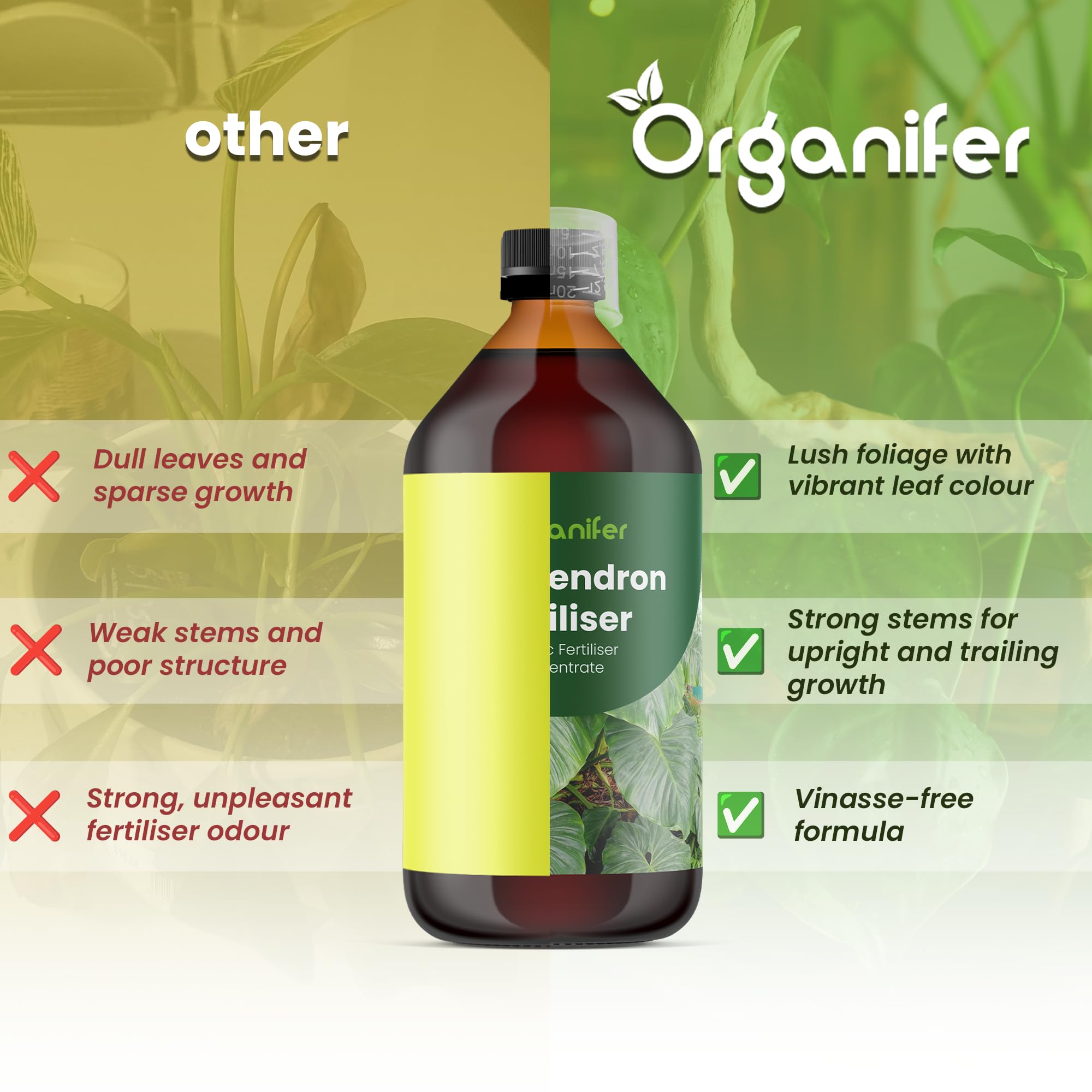 Philodendron Uniwersalny Nawóz Organiczny - 5x1L - NPK 2-1-8 | Zdrowe Liście - Silne Korzenie I Wysoka Plonność - Organifer