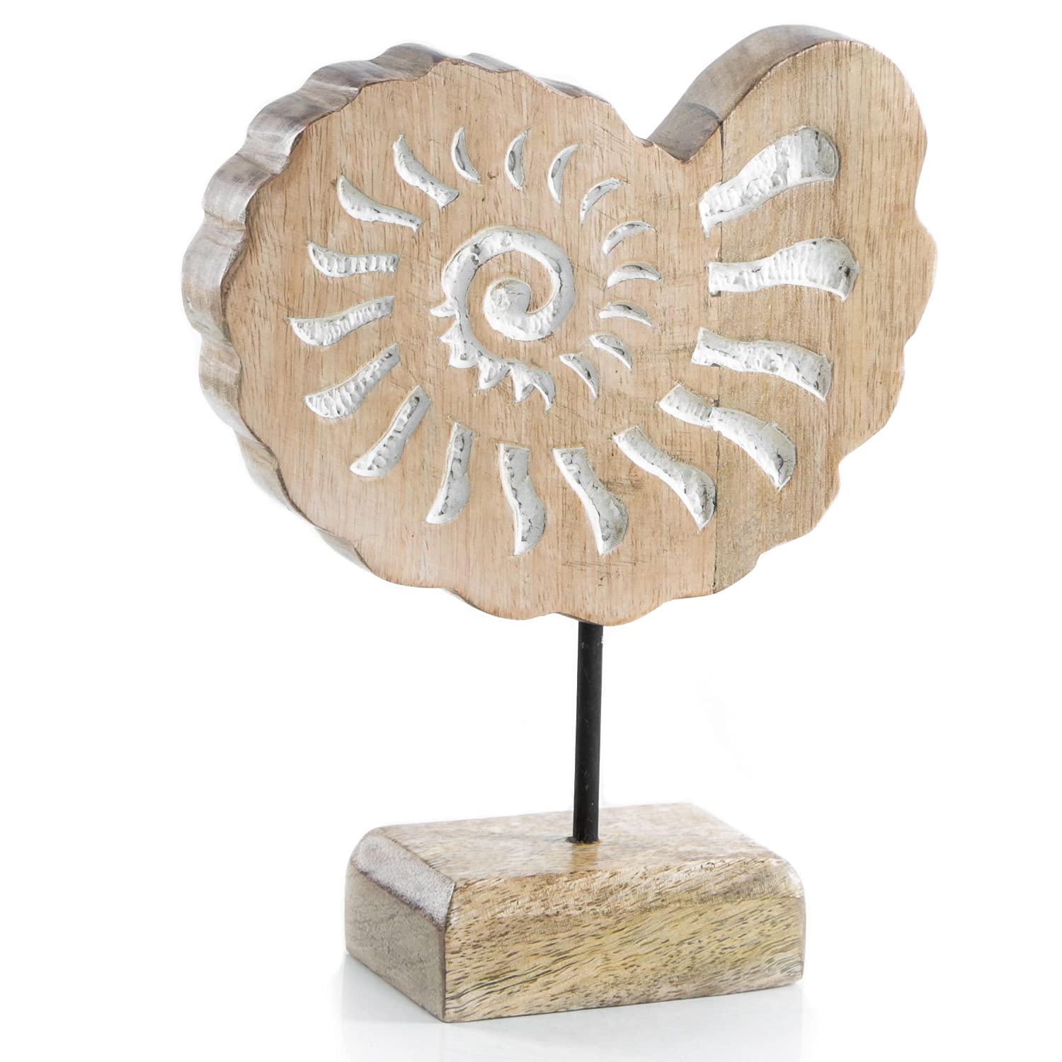 Déco Coquillage Bois Naturel - Lot De 3 - 17cm - Style Maritime - Pour Salle De Bain Ou Salon