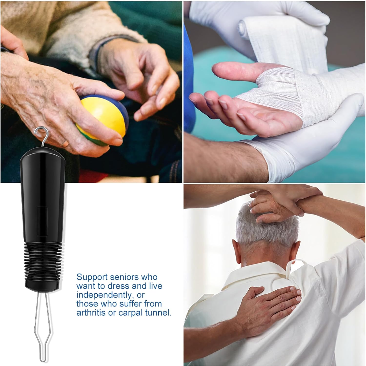 3Pcs Button Hook and Zipper Aid Device Portable Stainless Steel Dressing Tool for Elderly and Easy Buttoning and Zipper Pulling Assistance for Shirts Dresses and Coats