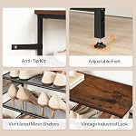 HOOBRO 6-Tier Staggered Shoe Rack, Entryway Shoe Organizer with Particleboard Surface Shelf and Metal Frame, for Hallway, Entrance, Closet Storage, for Boots, Heels, Sneakers, Rustic Brown BF35XJ01