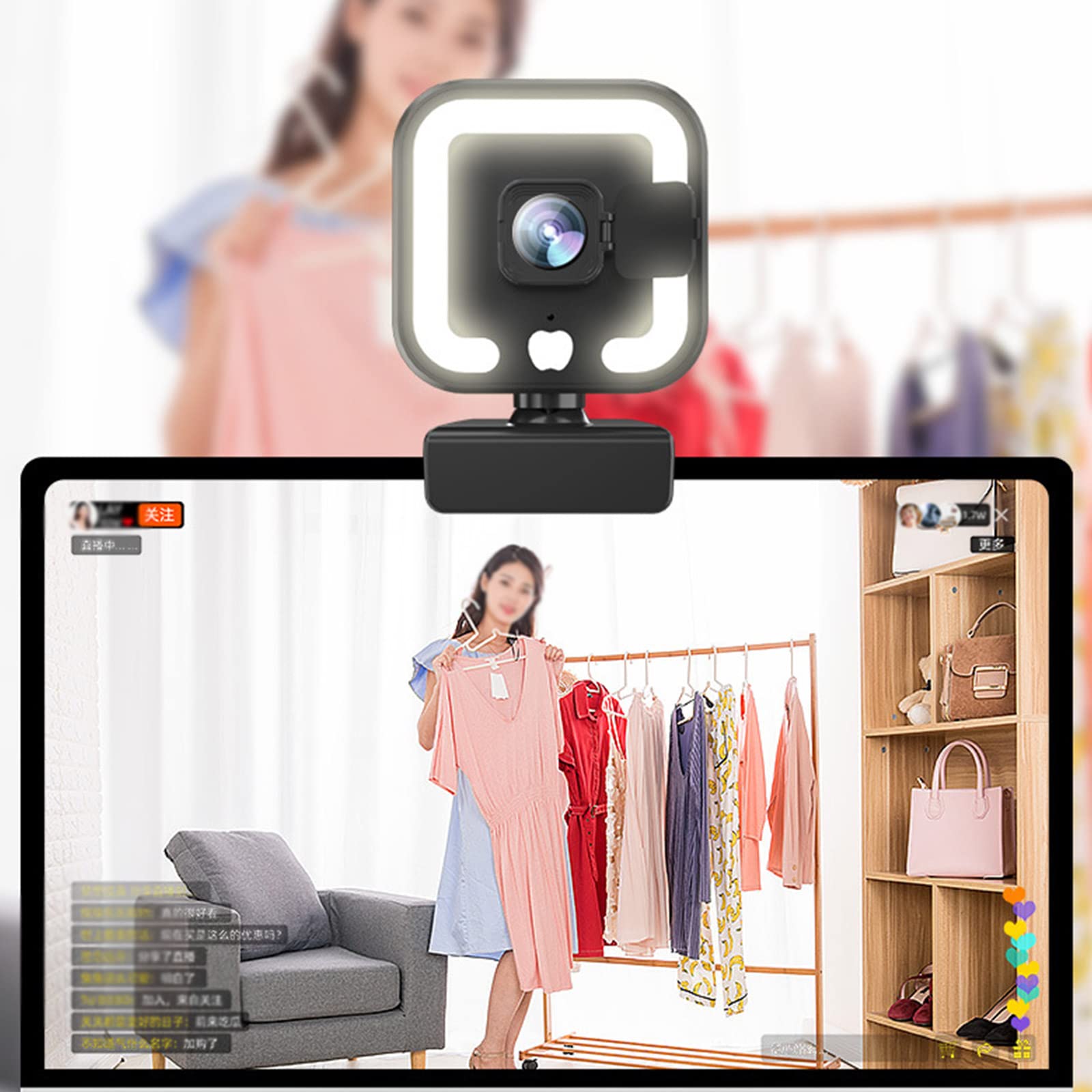 Webcam 1K / 2K / 4K, messa a fuoco automatica, 1080p, 4K, rete USB, trasmissione live senza driver, laptop, computer, webcam, supporto con supporto per telefono, per scrivania