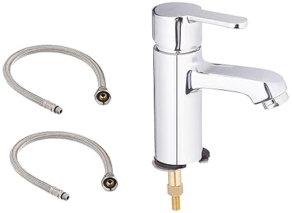 Cera F1015451 Single lever basin mixer with 450mm braided connection pipe (without popup) for Bathroom Fittings
