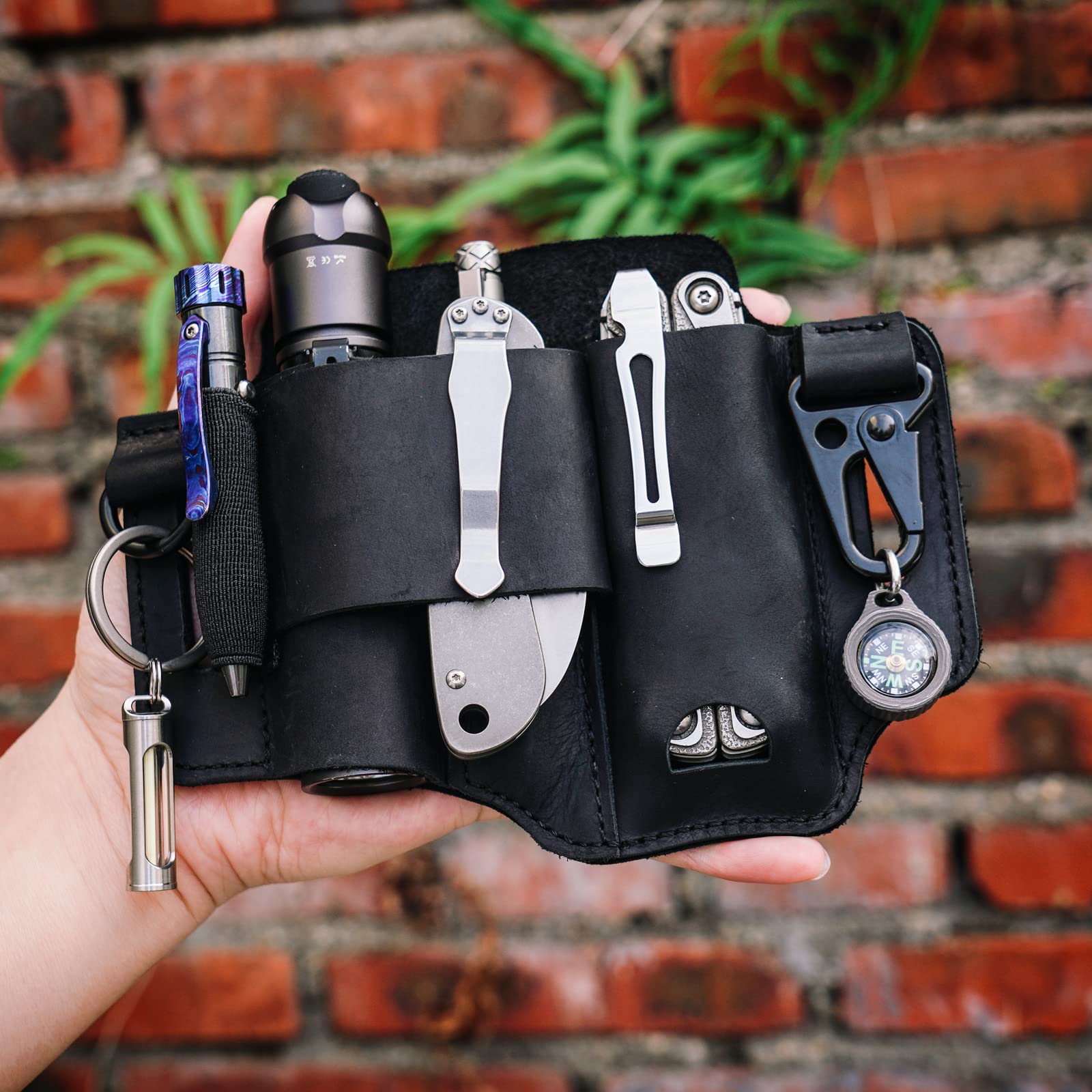 VIPERADE PJ36 Multitool Scheide Lederscheide, EDC Taschen Organizer für Herren für Leatherman Multitool, Taschenlampenhalter und Stifthalter, EDC Gürtel Organizer mit Schlüsselhalter