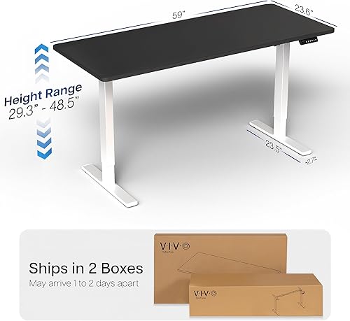 Vista 609 de VIVO DESK-KIT-1W6G - Escritorio eléctrico de pie de 60 x 24 pulgadas, ajuste de altura de memoria, serie 1B, parte superior de nogal oscuro de una