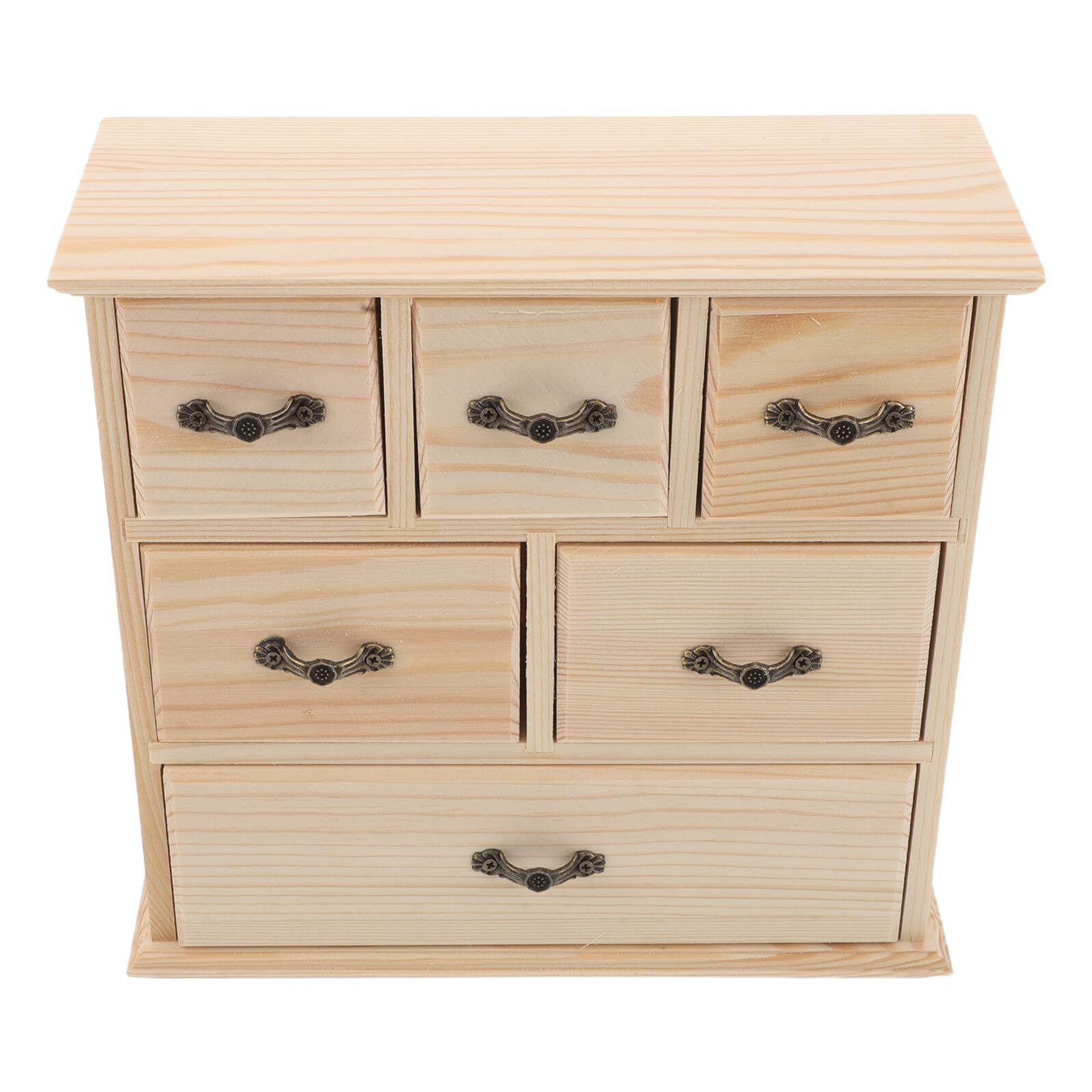 Organizer da Scrivania in Legno Massello con 6 Cassetti Scatola Portaoggetti Compatta per Cancelleria Mini Cassettiera Multifunzione per Ufficio e Uso Domestico