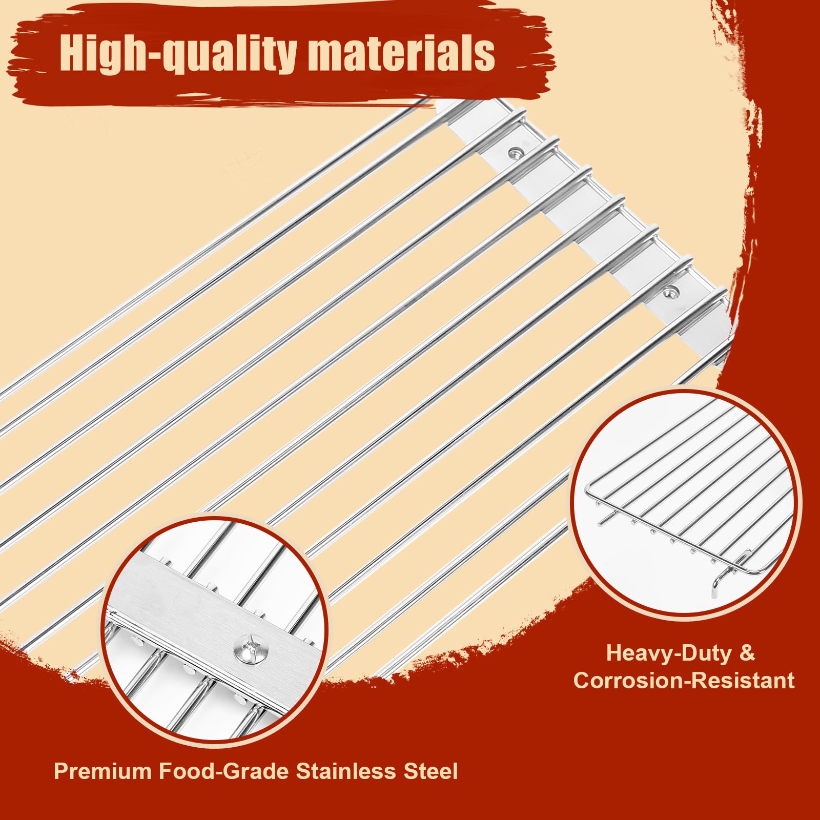 Denmay Uniwersalny ruszt do podgrzewania ze stali nierdzewnej, 40-94 cm, do grilla gazowego, na pellet drzewny, grill, wędzarnia, regulowany ruszt do podgrzewania, część zamienna do Weber, CharBroil