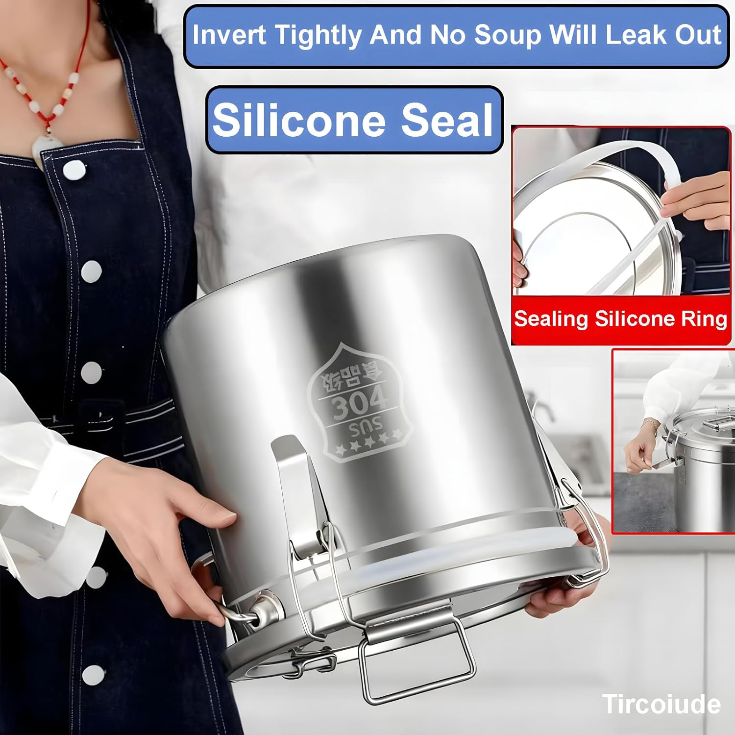 304 Stainless Steel Airtight Canister with lids, Rice Cereal Grain Canisters Container, 6L / 1.5 Gallon Airtight Food Storage Containers containe, Flour Oil Sugar Milk Storager Bucket - Image 6