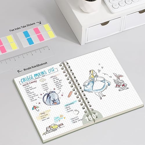 Miniatura 54 de AHGXG Cuaderno de papel cuadriculado, cuaderno en espiral de 300 páginas, cuaderno de papel de cuadrícula A5, papel grueso de 3.53 oz/m², diarios