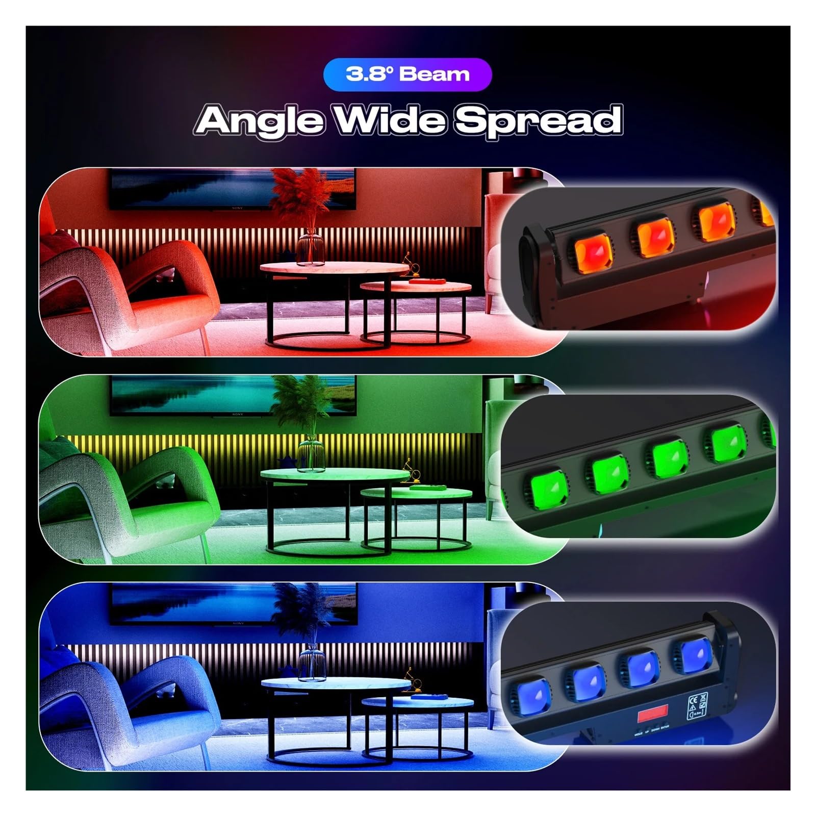DJ-Lichtleiste, 2 Stück 250 W RGBW Wall Washer Licht, 10 x 25 W LED drehbarer Punktstrahl Moving Head Bühnenlichter for Party KTV Club Bar Hochzeit DJ