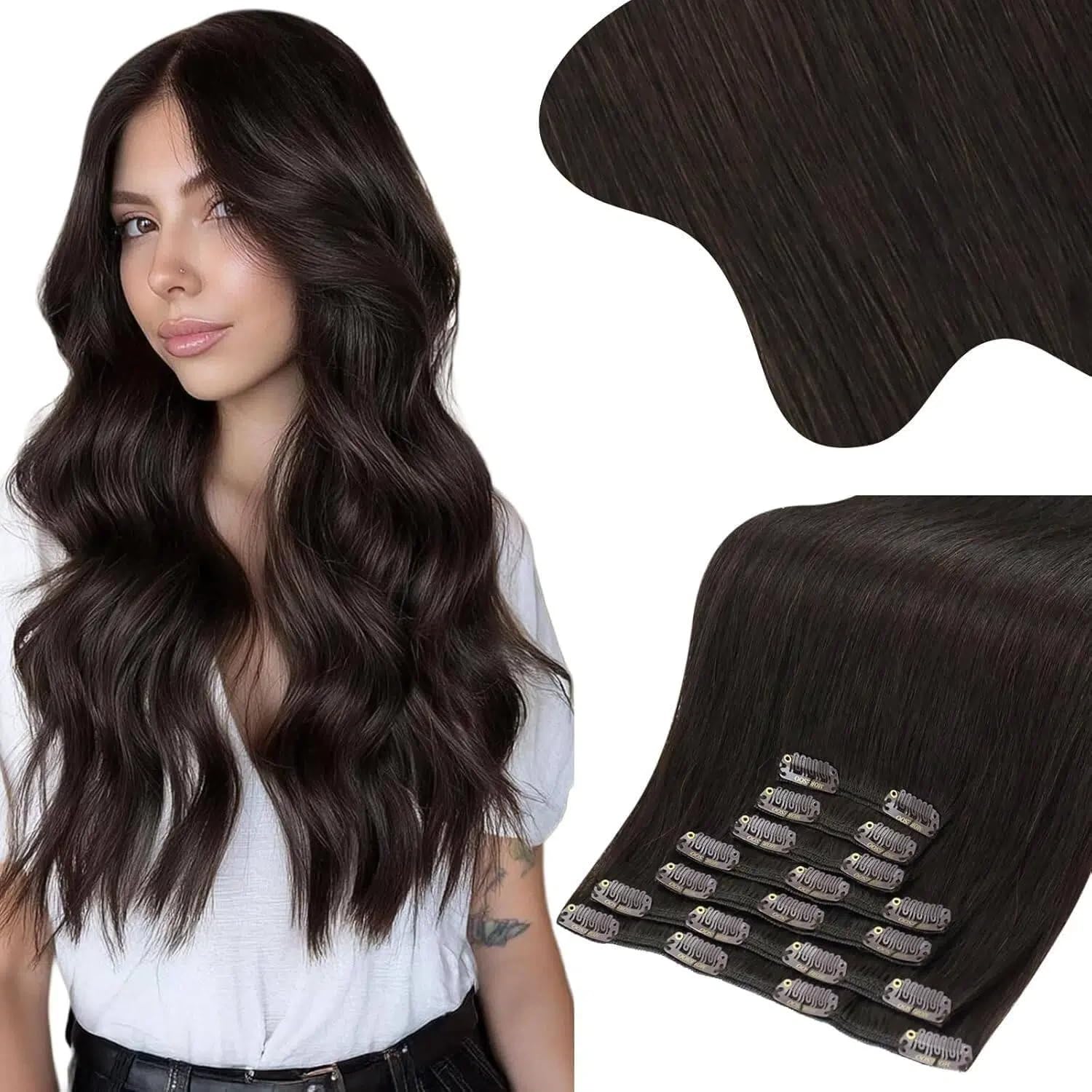 Moresoo Clip in Extensions Echthaar Haarverlängerung Echthaar Extensions Clip
