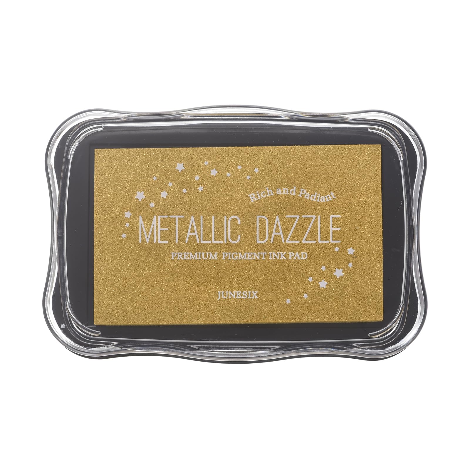 sourcing map Metallic Ink Pads for Stamps, 3.9 x 2.5 Inch Washable Embossing Craft Ink Pad Stamp for Wood, Photo Paper, Fingerprint, DIY Card Making, Gold