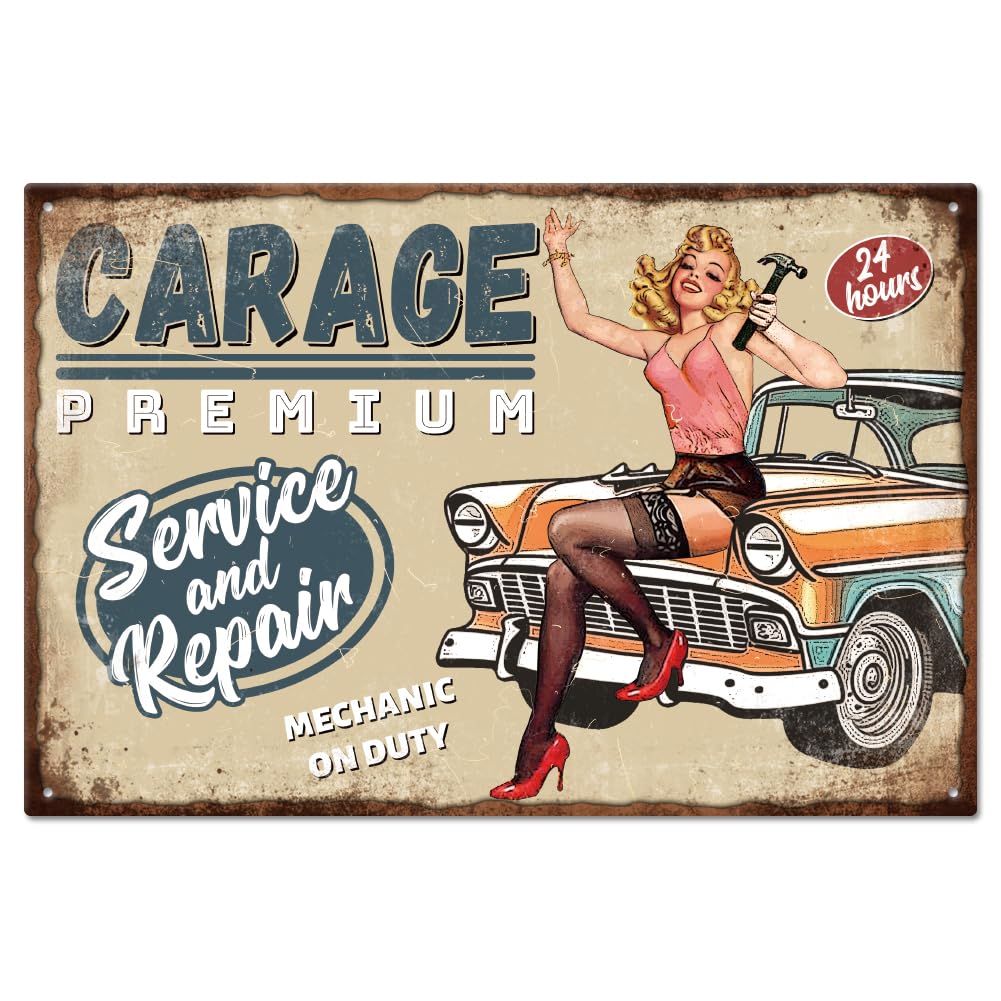 Plaque en métal vintage Pin Up Woman pour revivre l'esprit rétro à la maison