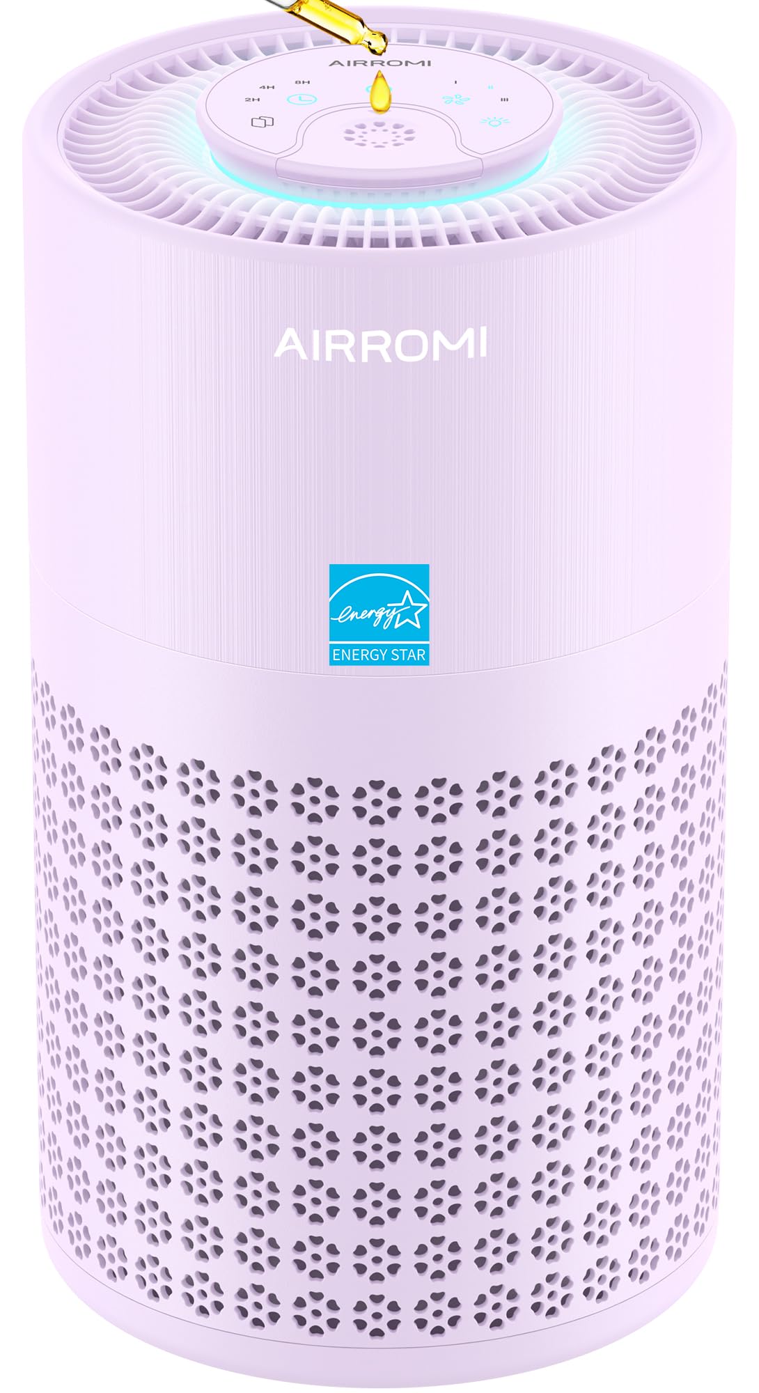 AIRROMI Air Purifier for Bedroom with HEPA 3-in-1 Filter, Pet Air Purifier for Home Cat Pee Smell, Covers Upto 990 Ft², Quiet 360°intake Air Cleaner for Pet Hair,Allergies,Pollen,Smoke A2001 Purple
