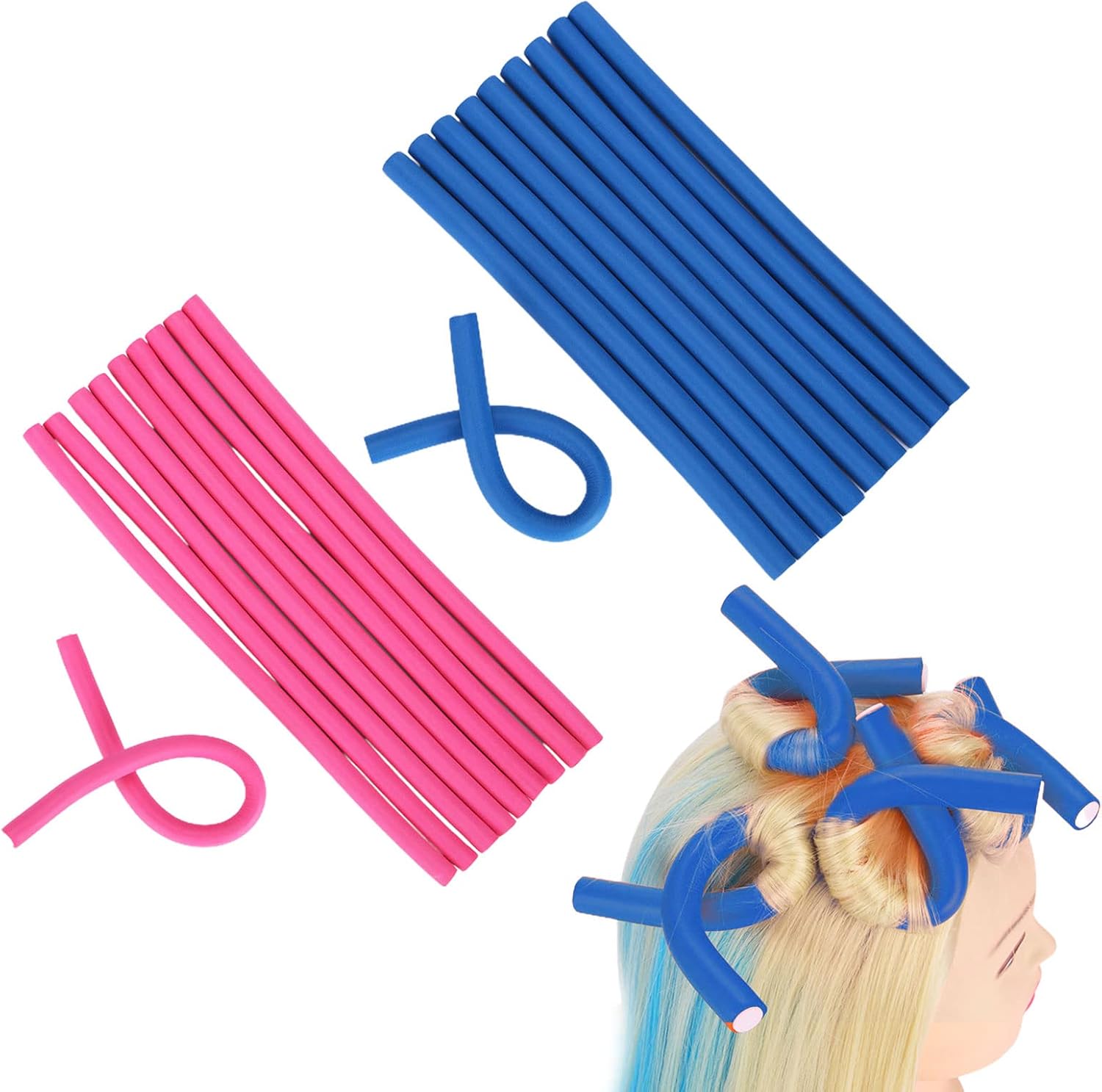 TSHAOUN 20 Pieces Flexible Hair Curler, Foam Curling Flexi Rods