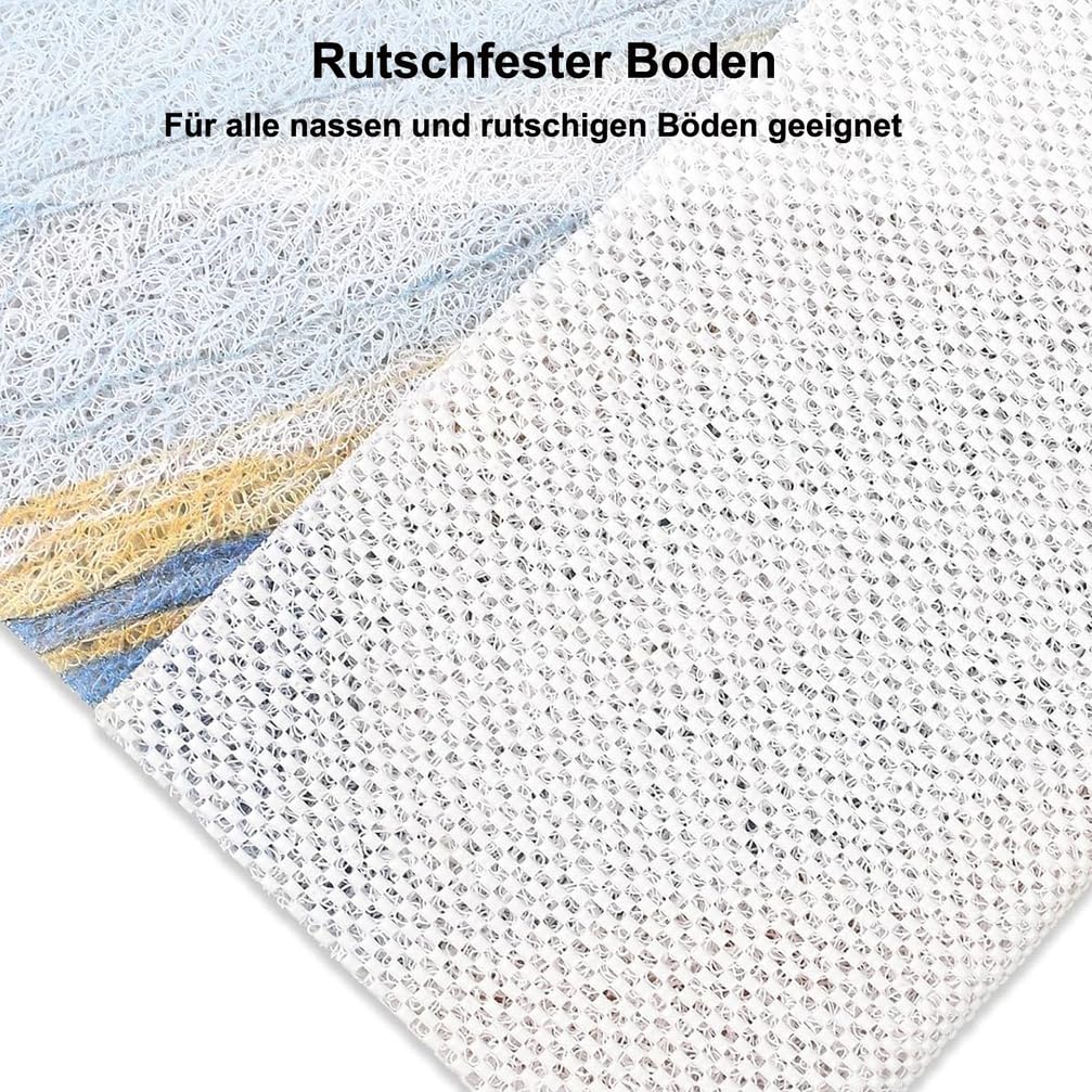 Alfombrilla de ducha antideslizante, 90 x 120 cm, diseño de azulejo retro PVC luffa secado rápido con drenaje para zona húmeda en el interior de la ducha