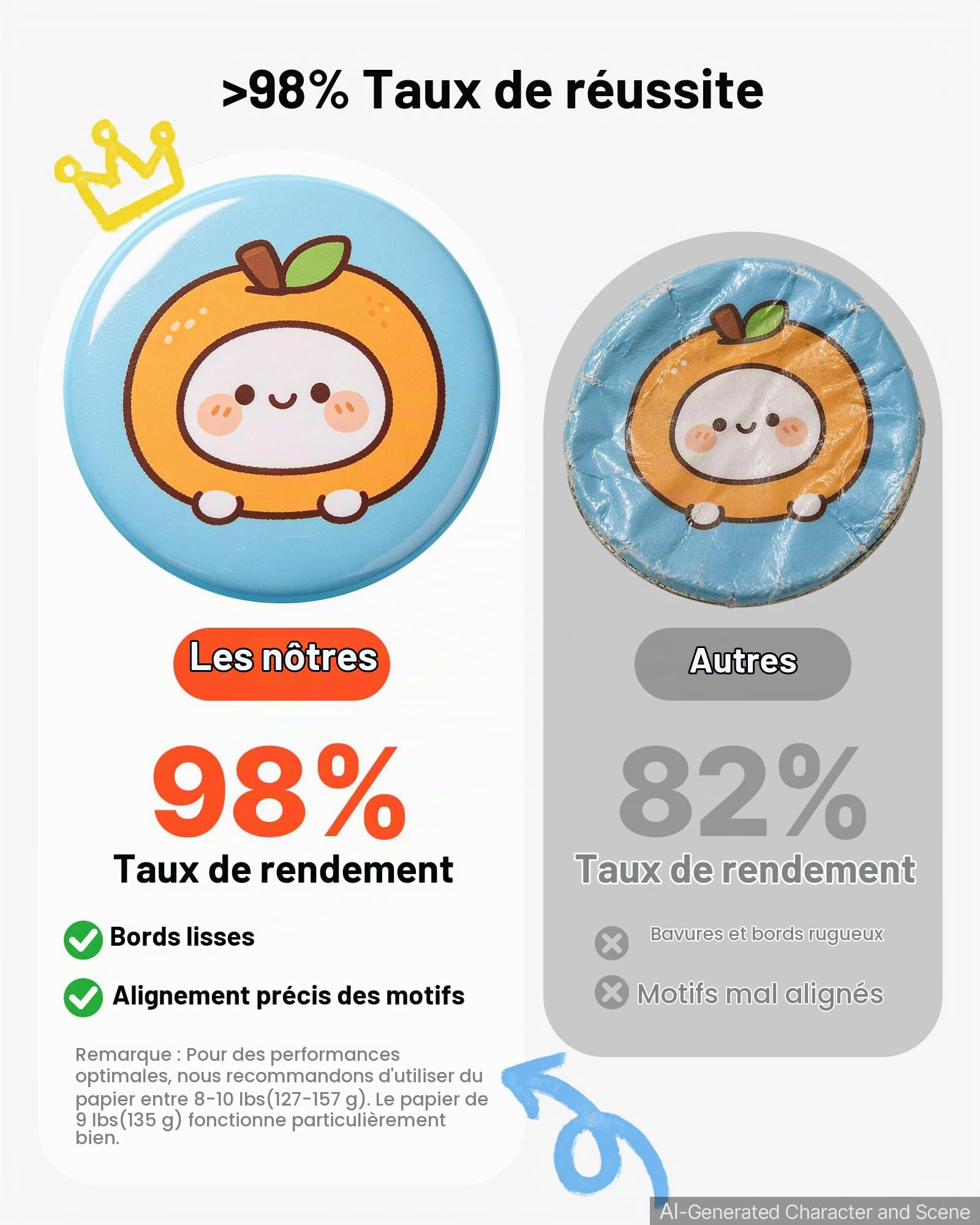 VEVOR Machine à Badges de 75 mm Presse à Badge avec 100 Ensemble de Matériels Livre Magique et Coupe-Cercle Machine à Fabriquer des Badges en Alu Kit Complet pour Personnalisation de Badge à Épingle
