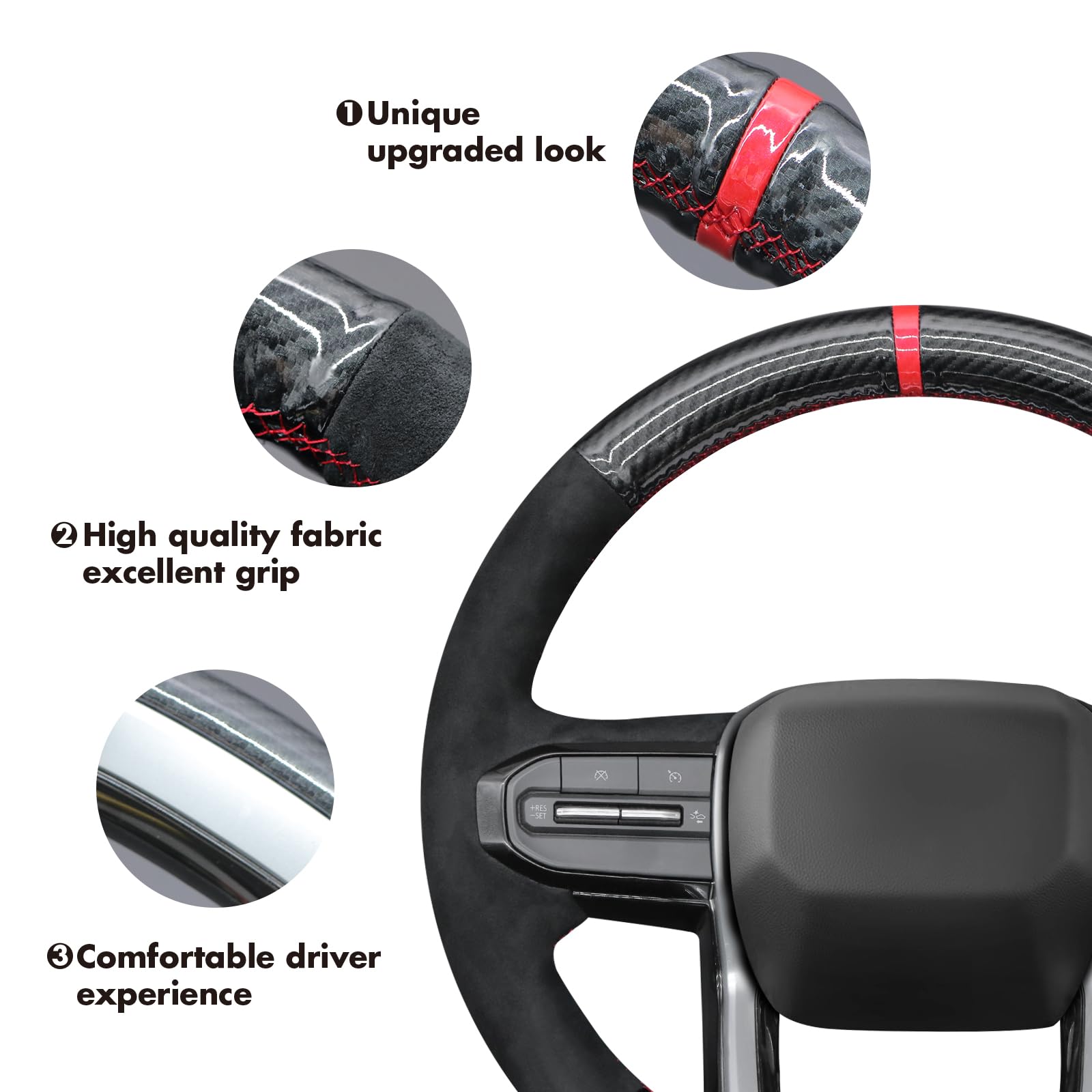 MEWANT Funda para volante de cuero cosido a mano para Chevy Colorado 2023-2024