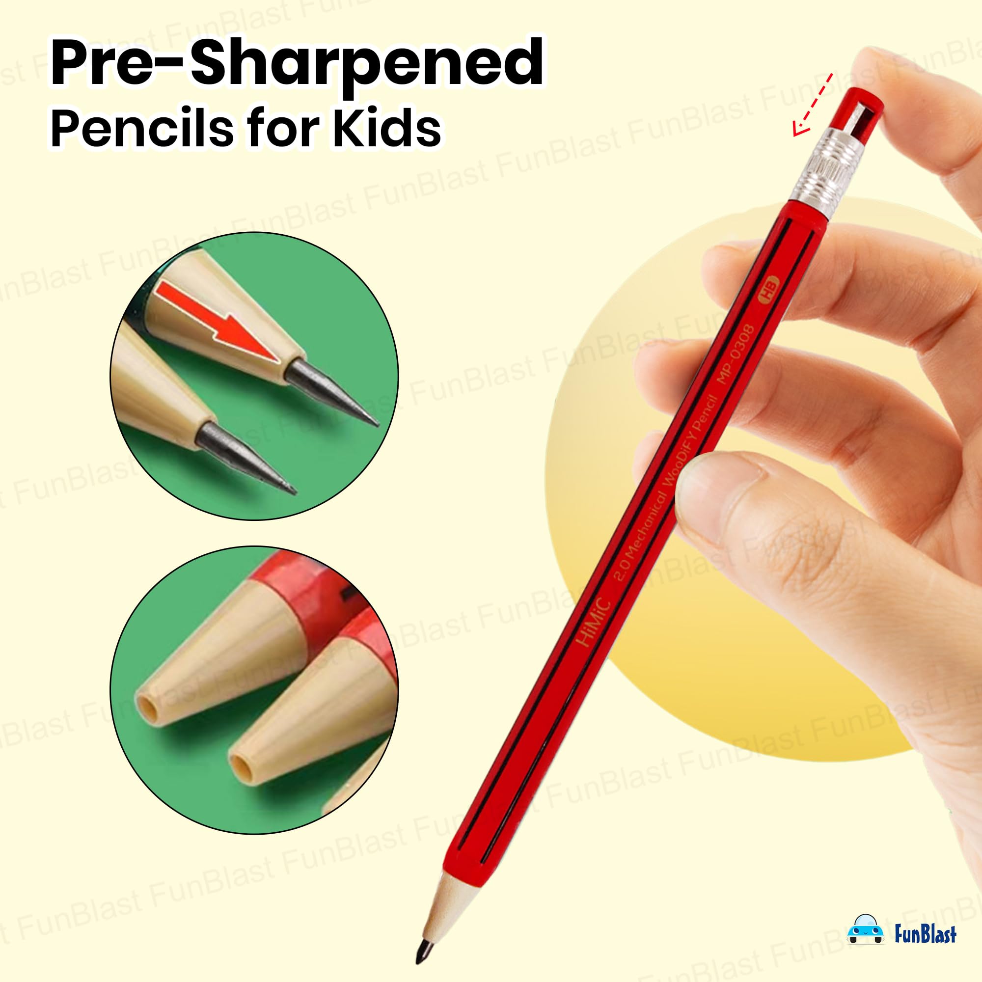 FunBlast Mechanical Pencil with Sharpener for Kids – 12 Pcs Pre-Sharpened Pencils for Kids, Kawaii Pencils for Kid, Cute Pen-Pencil, Return Gift for Children, Pencil for Drawing and Shading 2