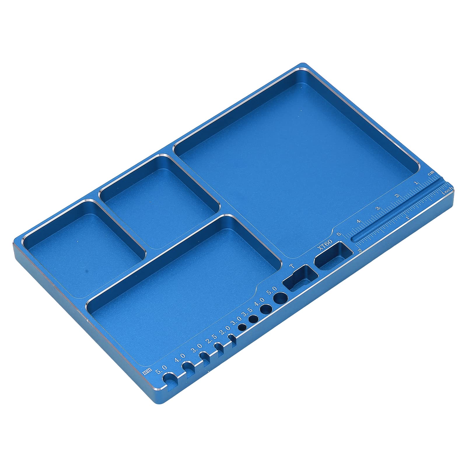 Bandeja de Tornillos Magnéticos, Aleación de Aluminio, Adsorción Magnética, Bandeja de Piezas Magnéticas Ampliamente Utilizada con Almohadilla Magnética para Reparación RC (Azul)
