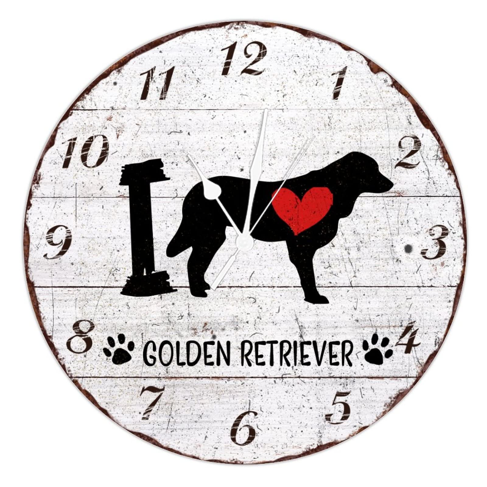 Horloge murale bois vintage de 38,1 cm pour amoureux des chiens
