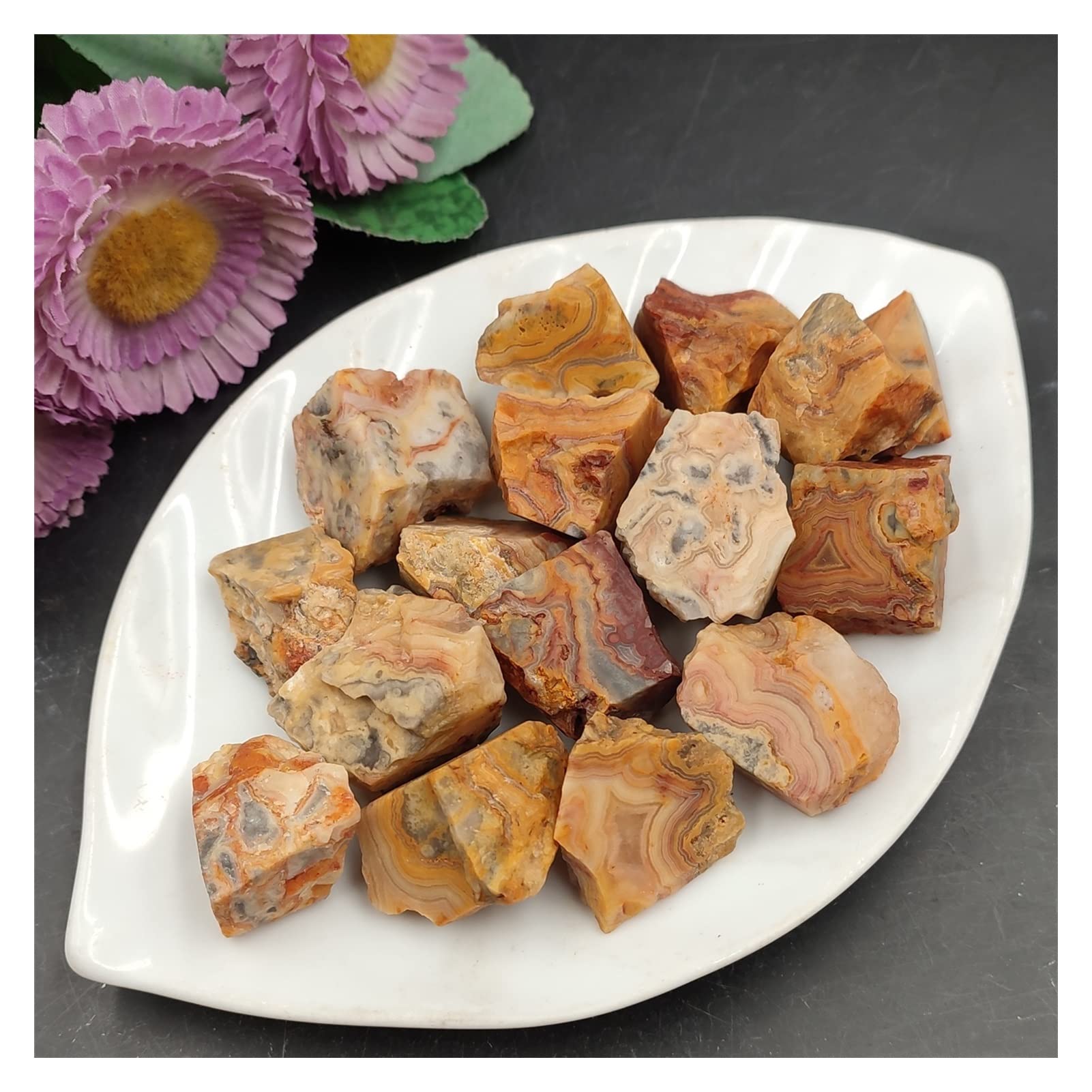 Kigauru Natural crystal rough 100g Bulk Natural Crazy Agate Raw Stones Rough Quartz Crystal Reiki Healing Gemstone Mineral Specimen Aquarium Home Decoration (Size : 100g bulk (4-7pcs))