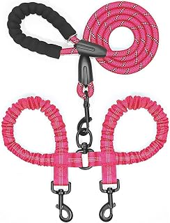 QWERTYUI AISHANBAIHUODIAN Ajuste for Walk 2, Dos Correas for Perros, Correas Dobles for Perros Que Caminan (Color : Rose Red)