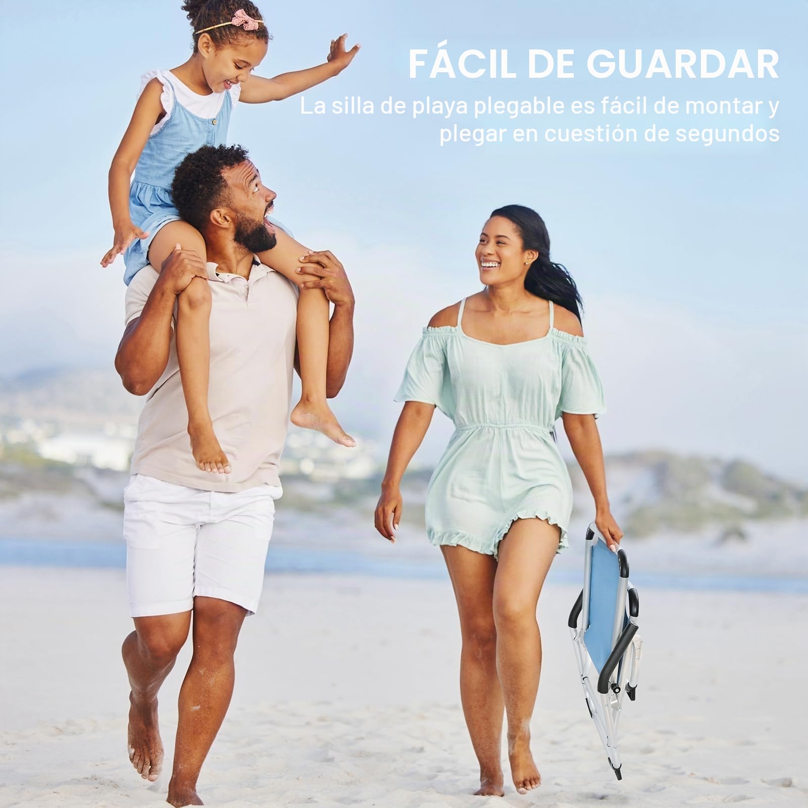 Homecall - Silla de playa plegable de aluminio (azul)