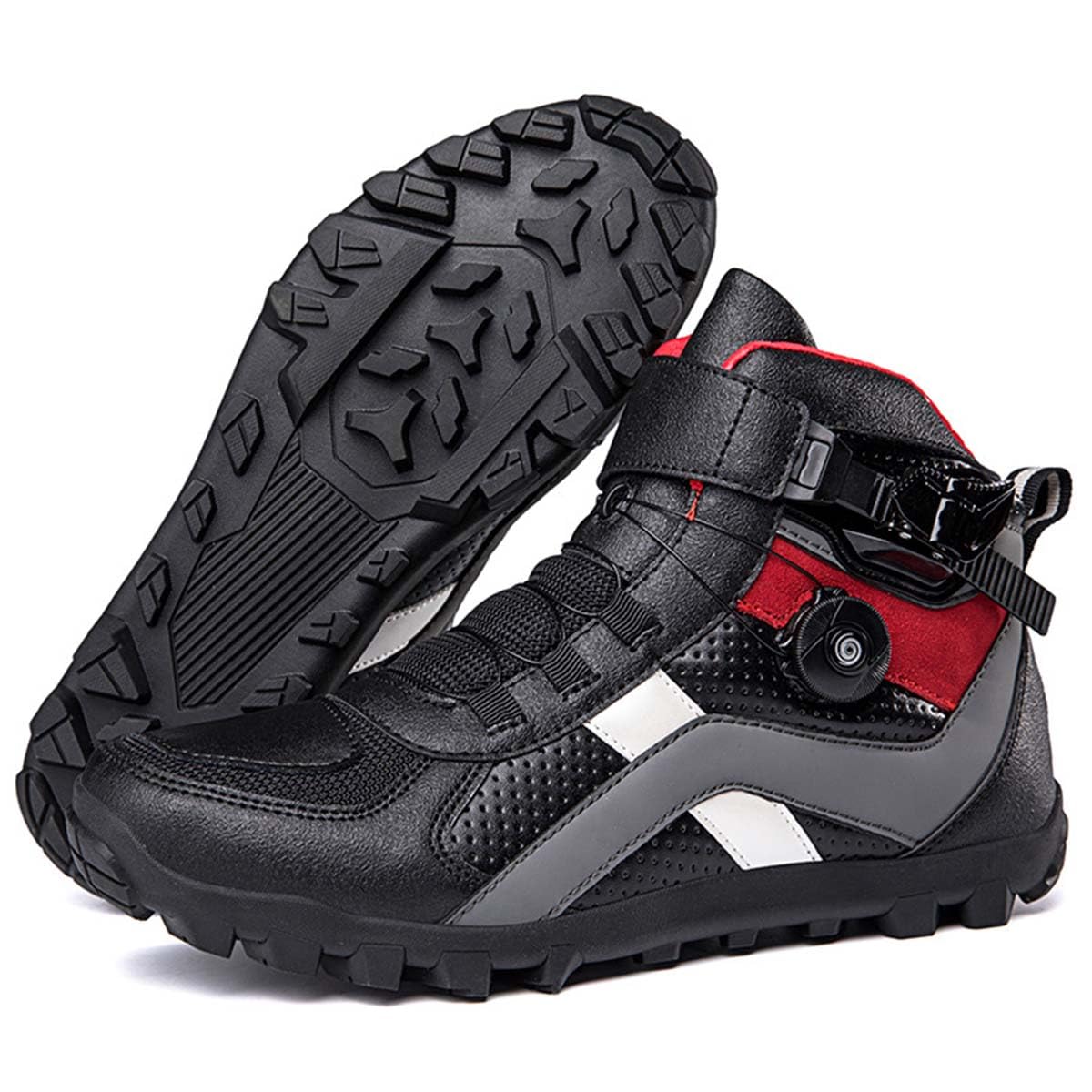 Zapatos de Moto para Hombre con Protectores Zapatos de Calle Motocicleta Reforzados, Cierre Rápido, Antideslizantes, Resistentes