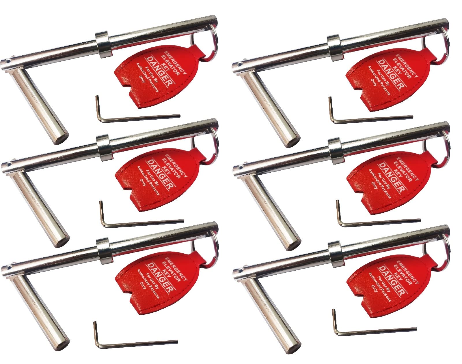 Paquete de 6 llaves para puerta de ascensor, llave de doble caída, llave de emergencia, llave para puerta de dormitorio (6)